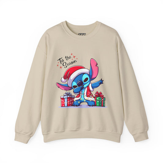 Tis the Season Blue Alien Christmas Unisex Heavy Blend Crewneck Sweatshirt – Cute Holiday Sweater
