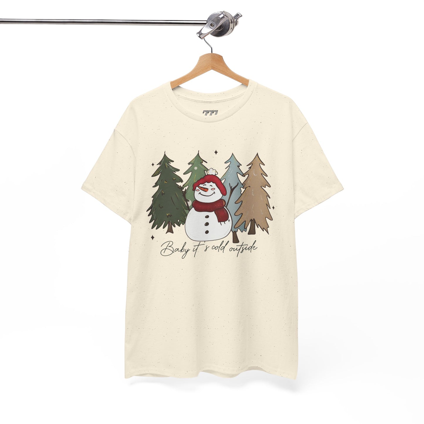 Baby It’s Cold Outside Snowman Christmas Tee – Cozy Winter Aesthetic Holiday Unisex Heavy Cotton T-Shirt