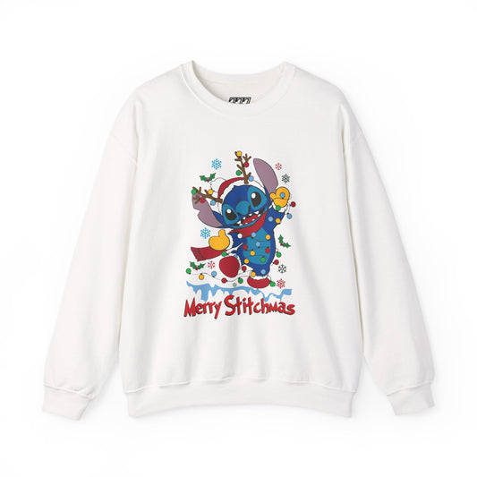 Merry Stitchmas Sweatshirt – Cute Holiday Alien Unisex Heavy Blend Crewneck