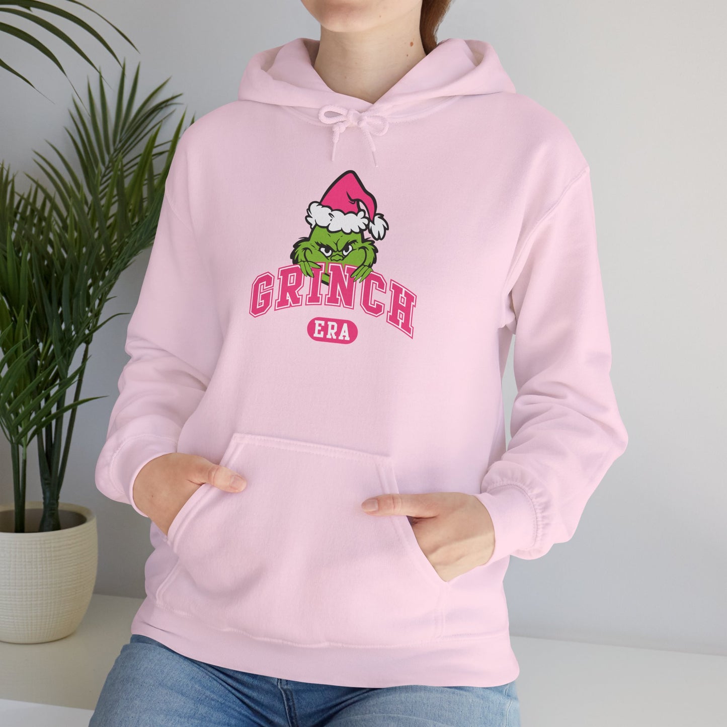Grinch Era Christmas Hoodie – Cozy Pink Santa Grinch Graphic Hoodie (Unisex)