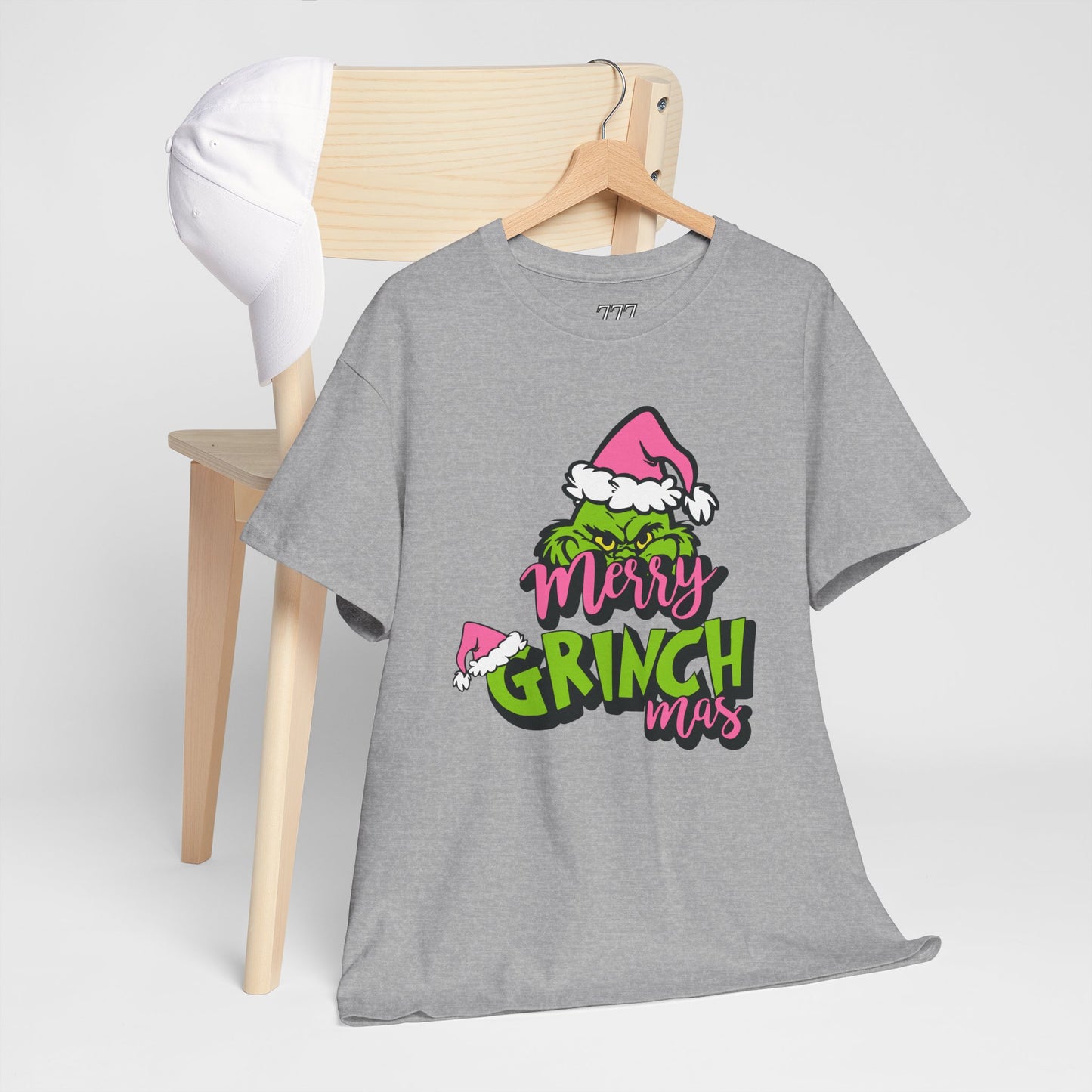 Merry Grinchmas Funny Christmas Grinch-Inspired Holiday Tee – Pink Santa Festive Unisex Heavy Cotton T-Shirt