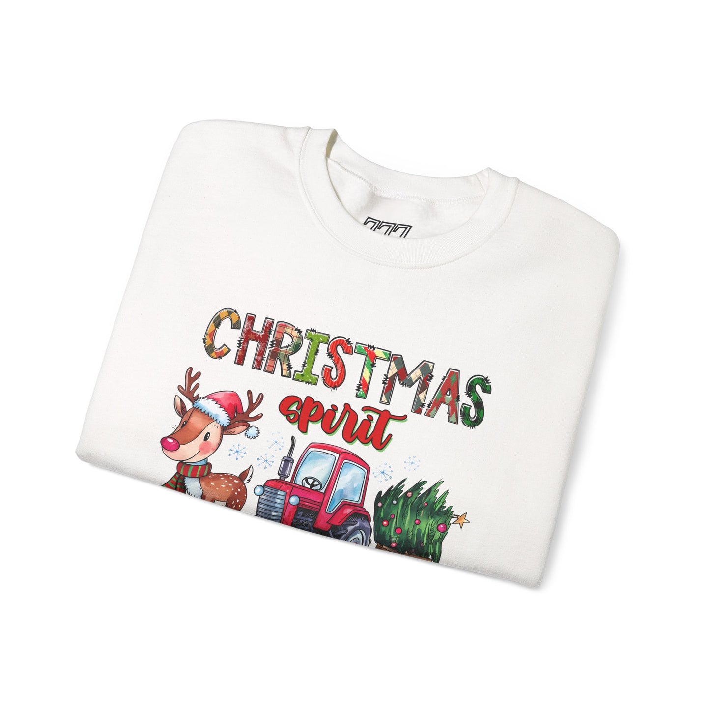 Christmas Spirit Unisex Heavy Blend Crewneck Sweatshirt – Cute Reindeer & Red Tractor Holiday Sweater