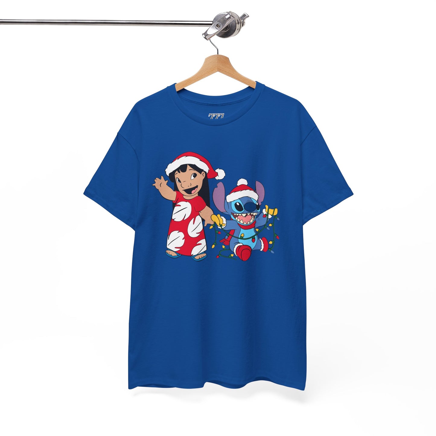 Island Holiday Duo T-Shirt – Festive Blue Alien & Girl Graphic Tee