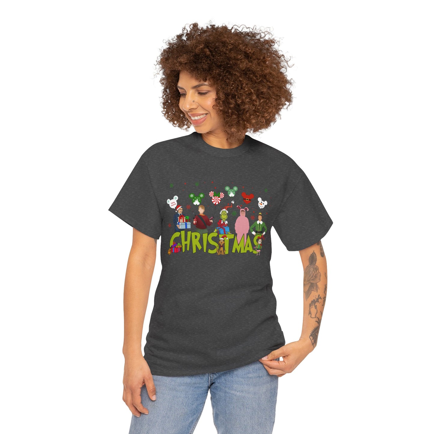 Christmas Character Squad Tee – Cute Festive Holiday Characters Unisex Heavy Cotton T-Shirt