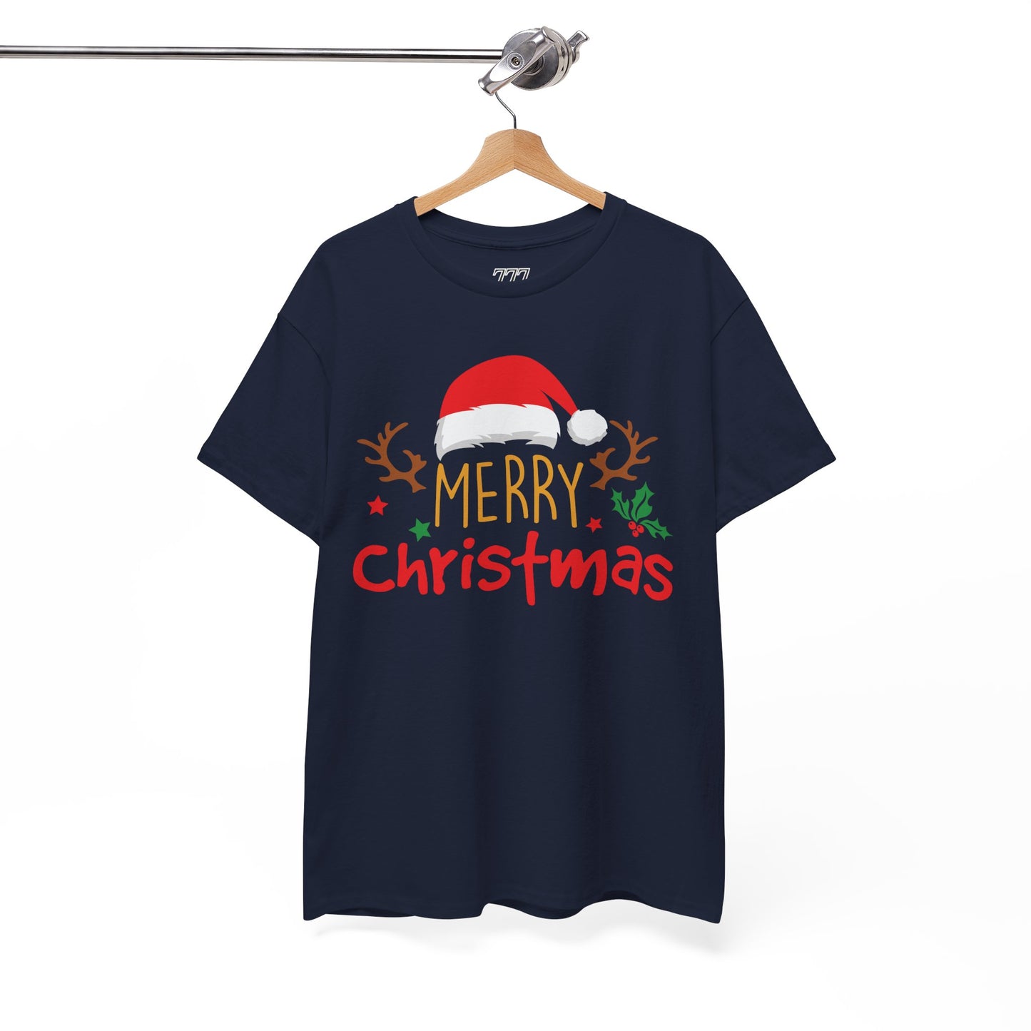 Merry Christmas Reindeer Unisex T-Shirt – Santa Hat Holiday Graphic Tee, Festive Xmas Shirt