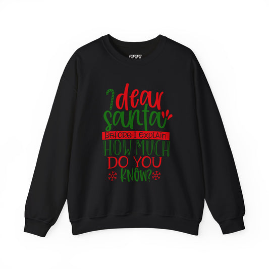 Dear Santa, Before I Explain How Much Do You Know? Unisex Heavy Blend Crewneck Sweatshirt