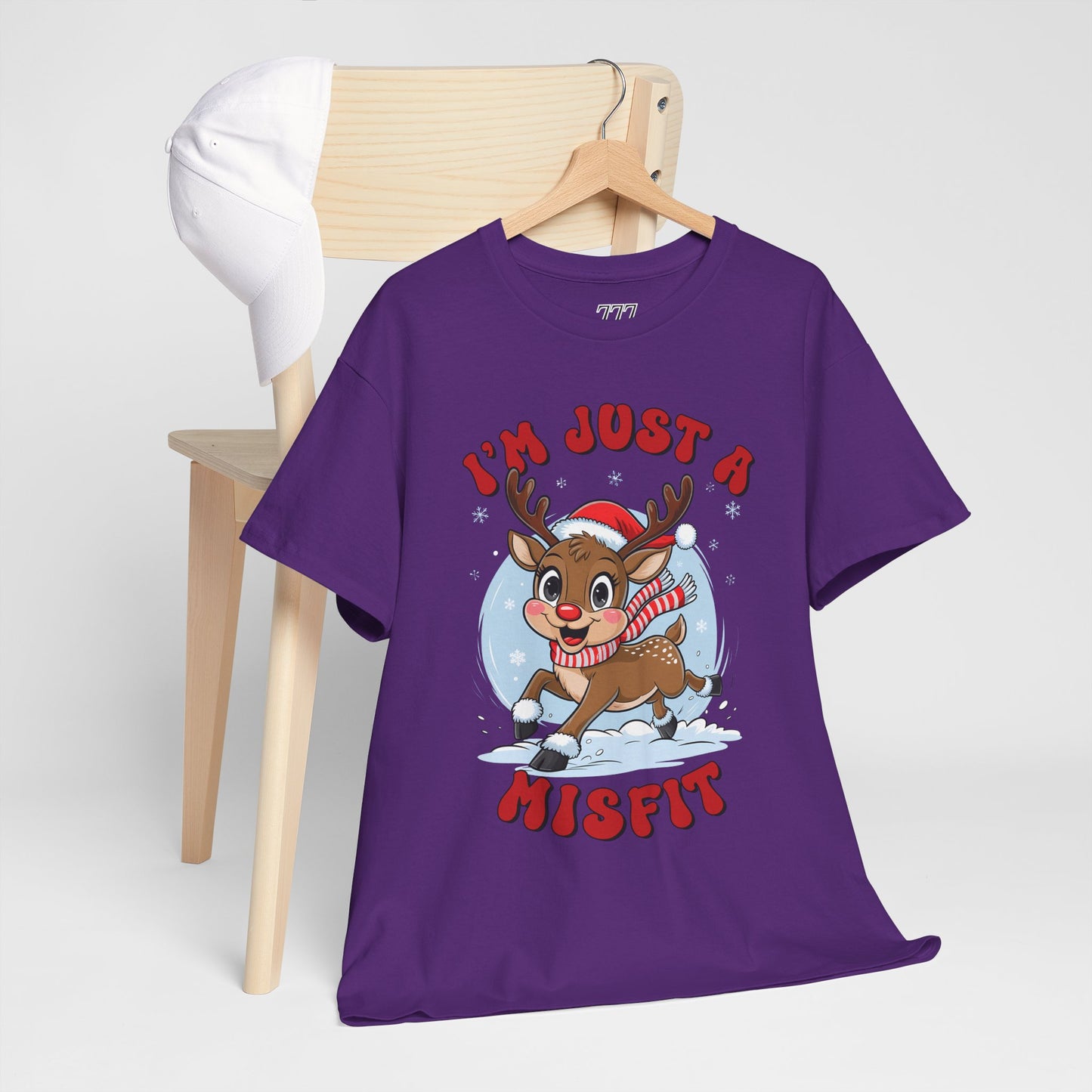 I’m Just a Misfit Unisex Heavy Cotton T-Shirt – Cute Christmas Reindeer Holiday Tee