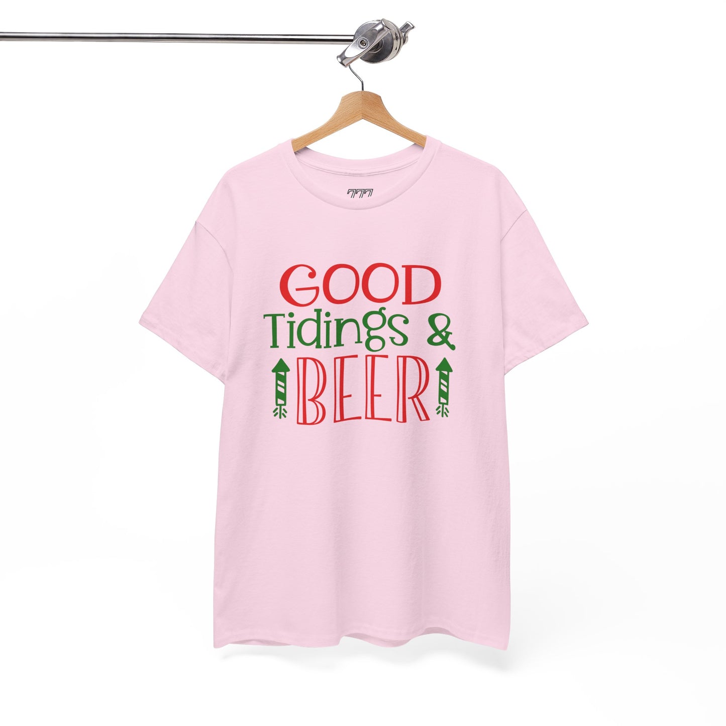 Good Tidings & Beer T-Shirt – Funny Christmas Drinking Unisex Heavy Cotton Tee
