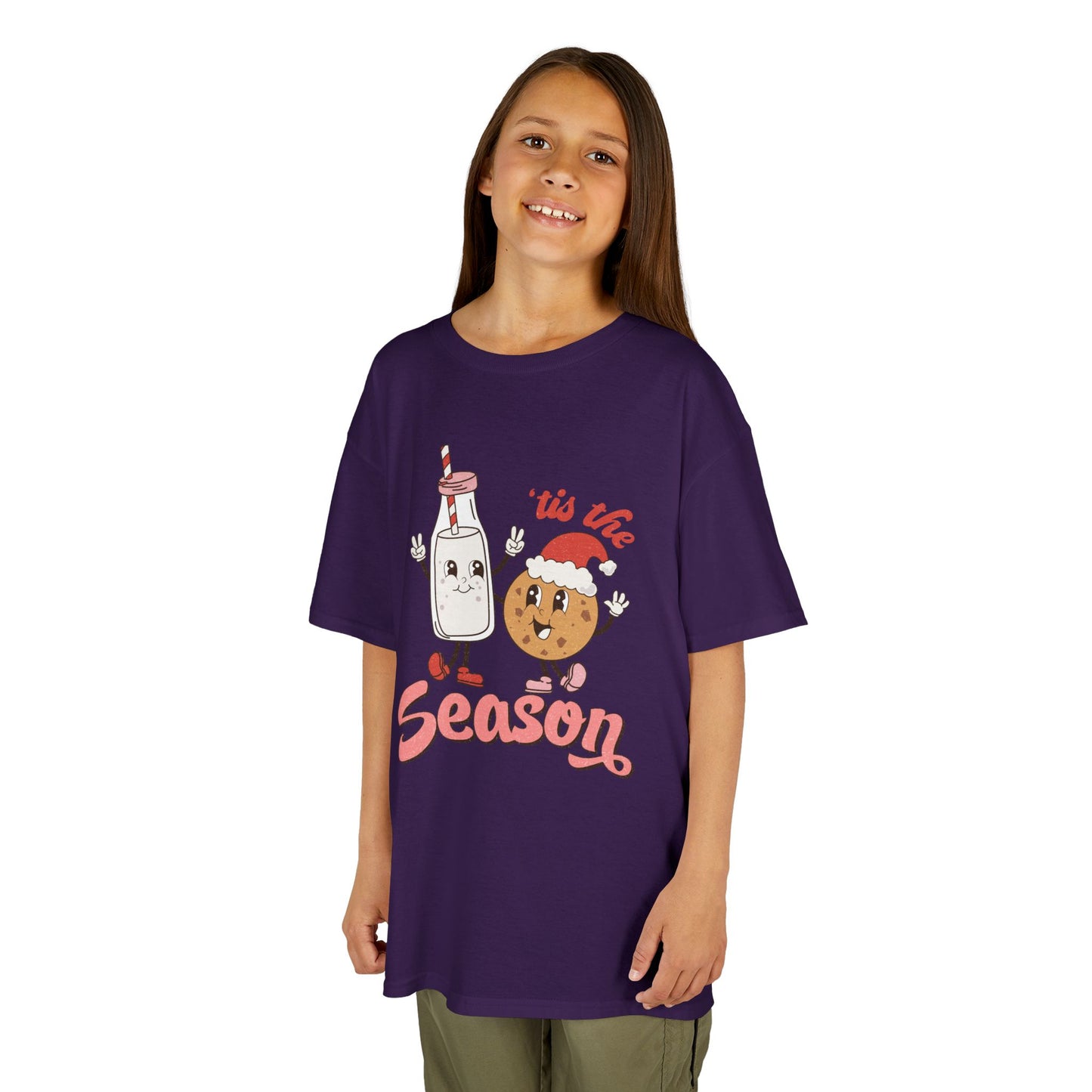 Tis The Season Kids Christmas T-Shirt – Cute Milk & Cookie Holiday Tee
