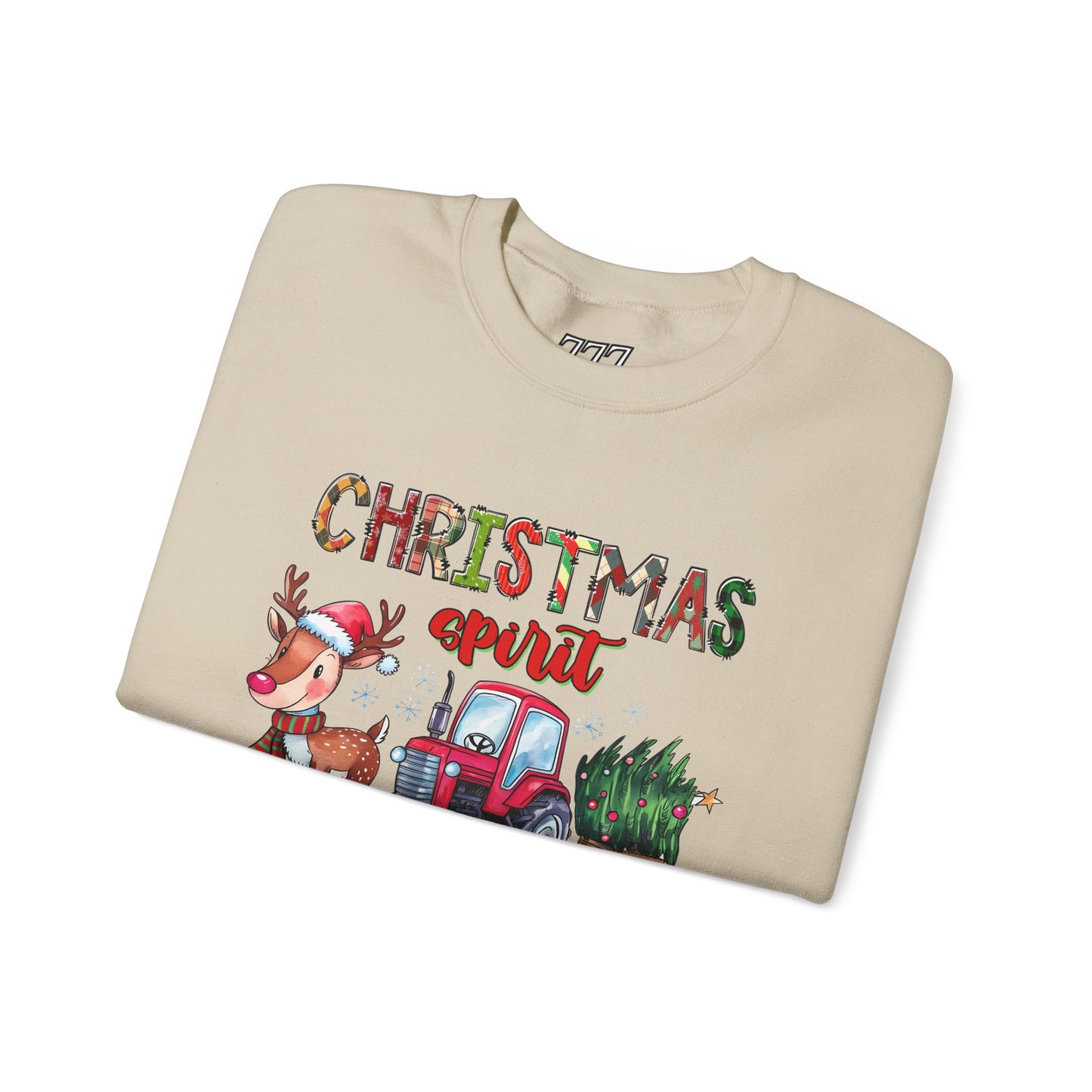 Christmas Spirit Unisex Heavy Blend Crewneck Sweatshirt – Cute Reindeer & Red Tractor Holiday Sweater