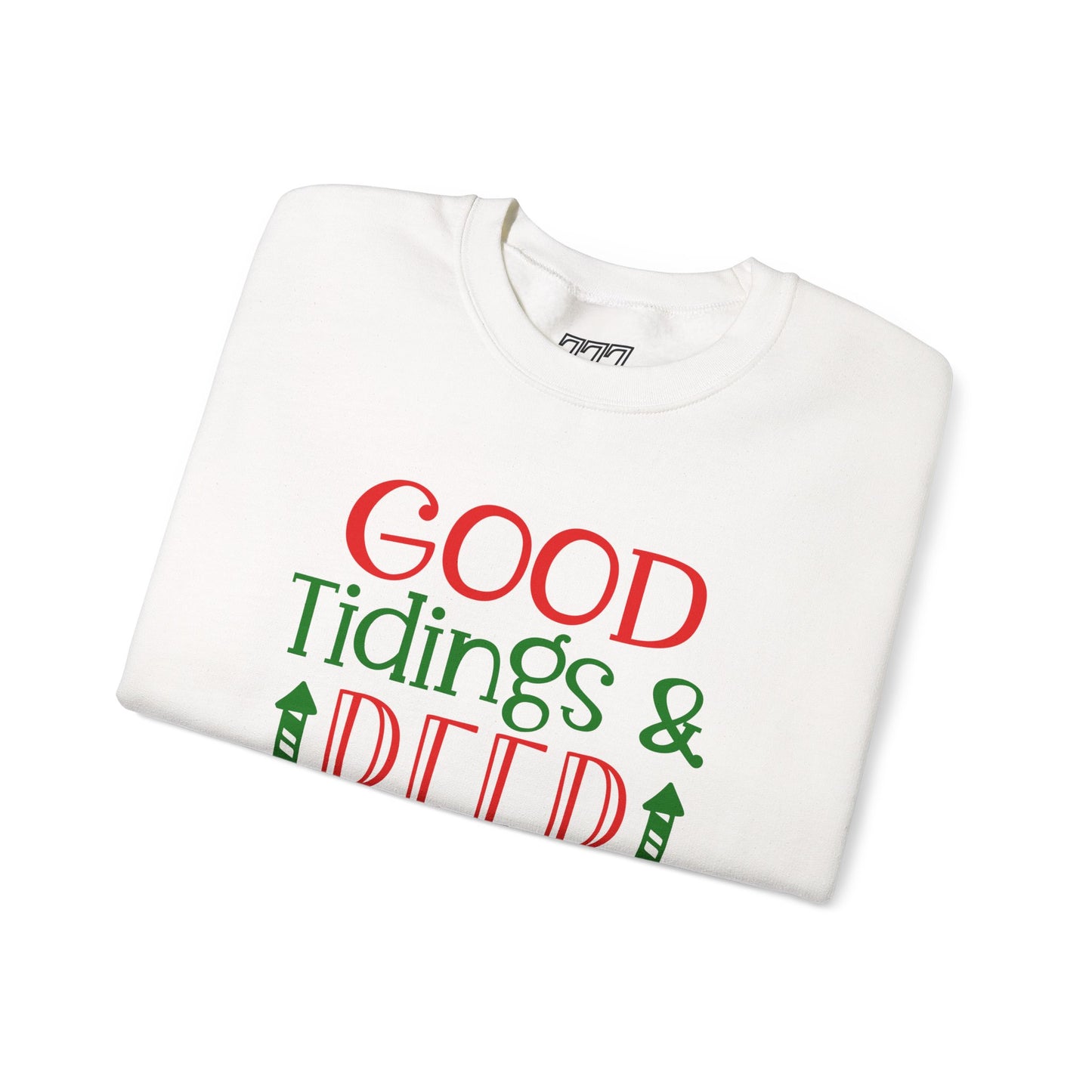 Good Tidings & Beer Sweatshirt – Funny Christmas Drinking Unisex Heavy Blend Crewneck