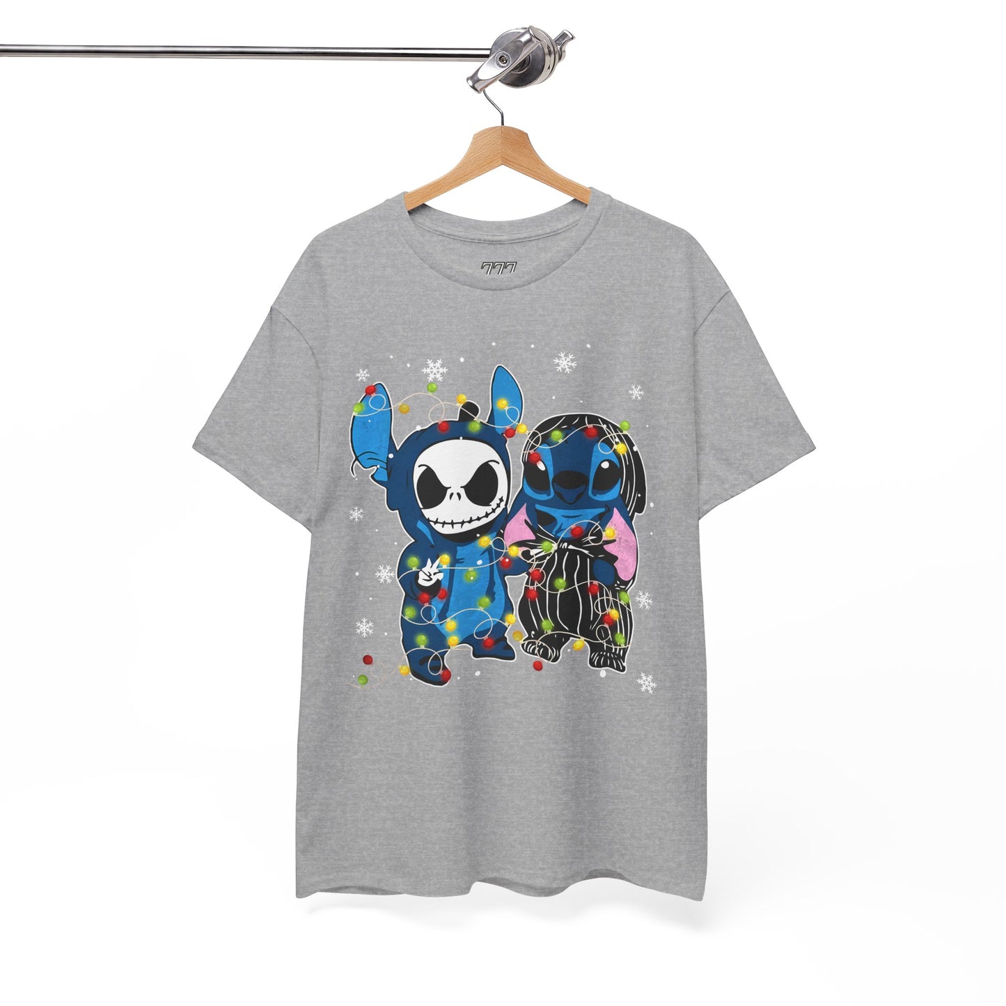 Cute Holiday Duo Christmas Unisex Heavy Cotton T-Shirt – Cartoon Alien & Skeleton Festive Tee