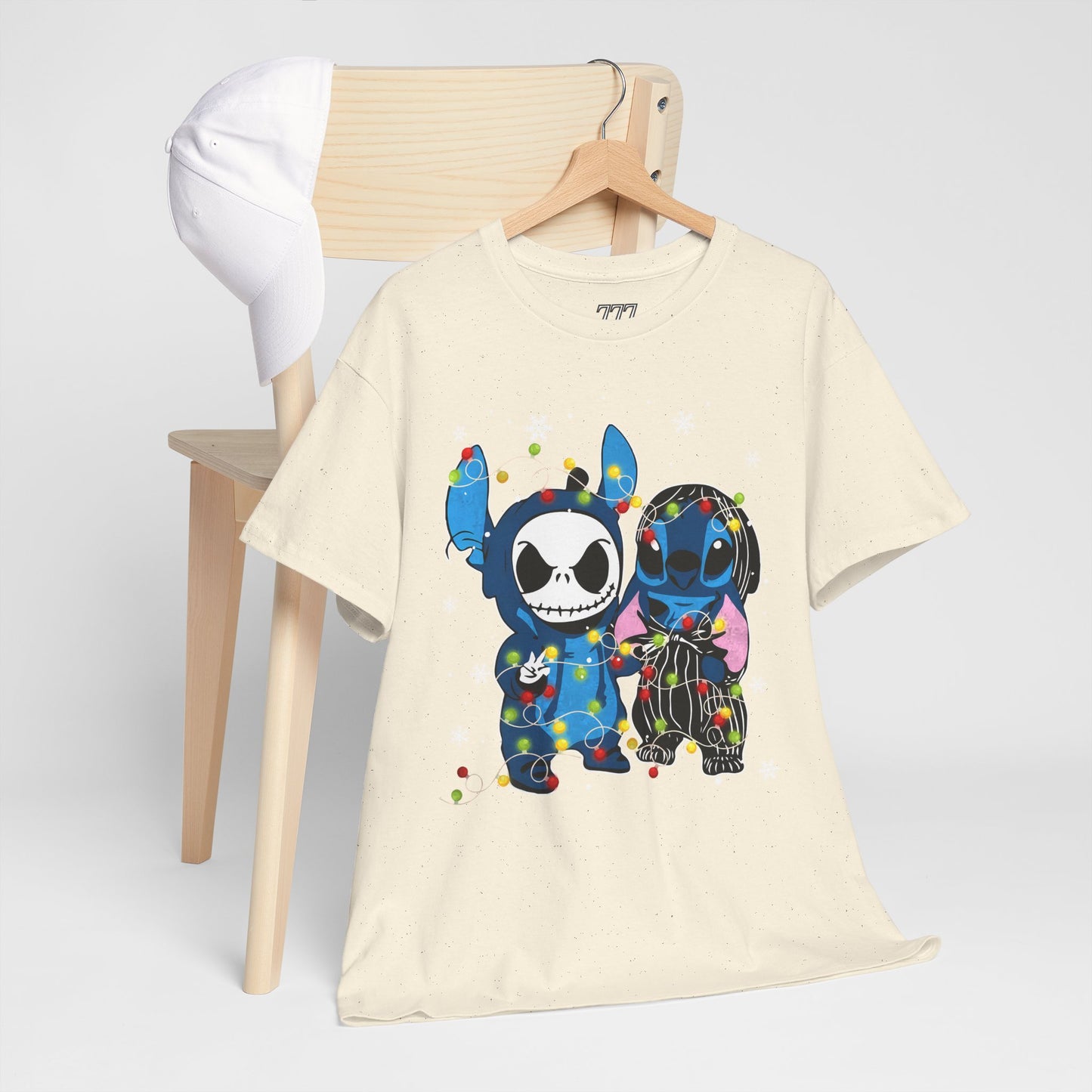 Cute Holiday Duo Christmas Unisex Heavy Cotton T-Shirt – Cartoon Alien & Skeleton Festive Tee
