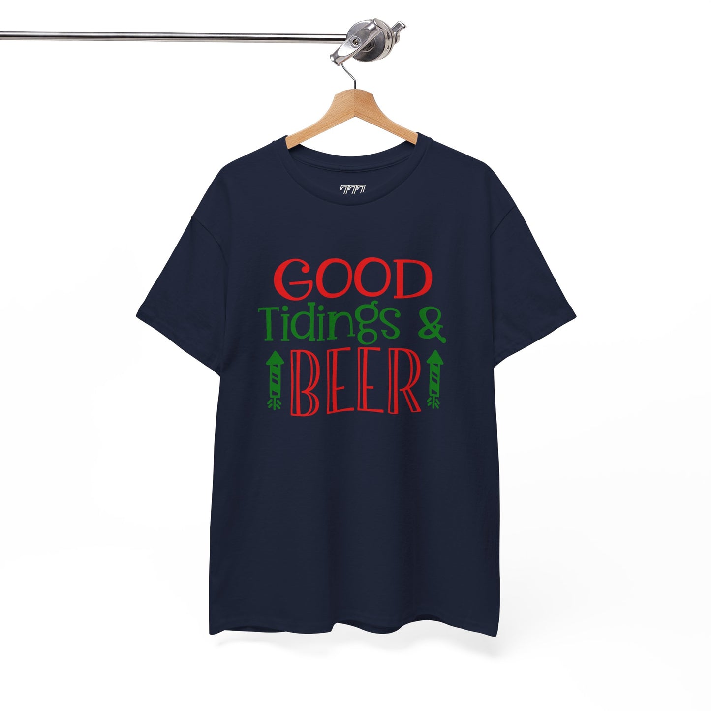 Good Tidings & Beer T-Shirt – Funny Christmas Drinking Unisex Heavy Cotton Tee