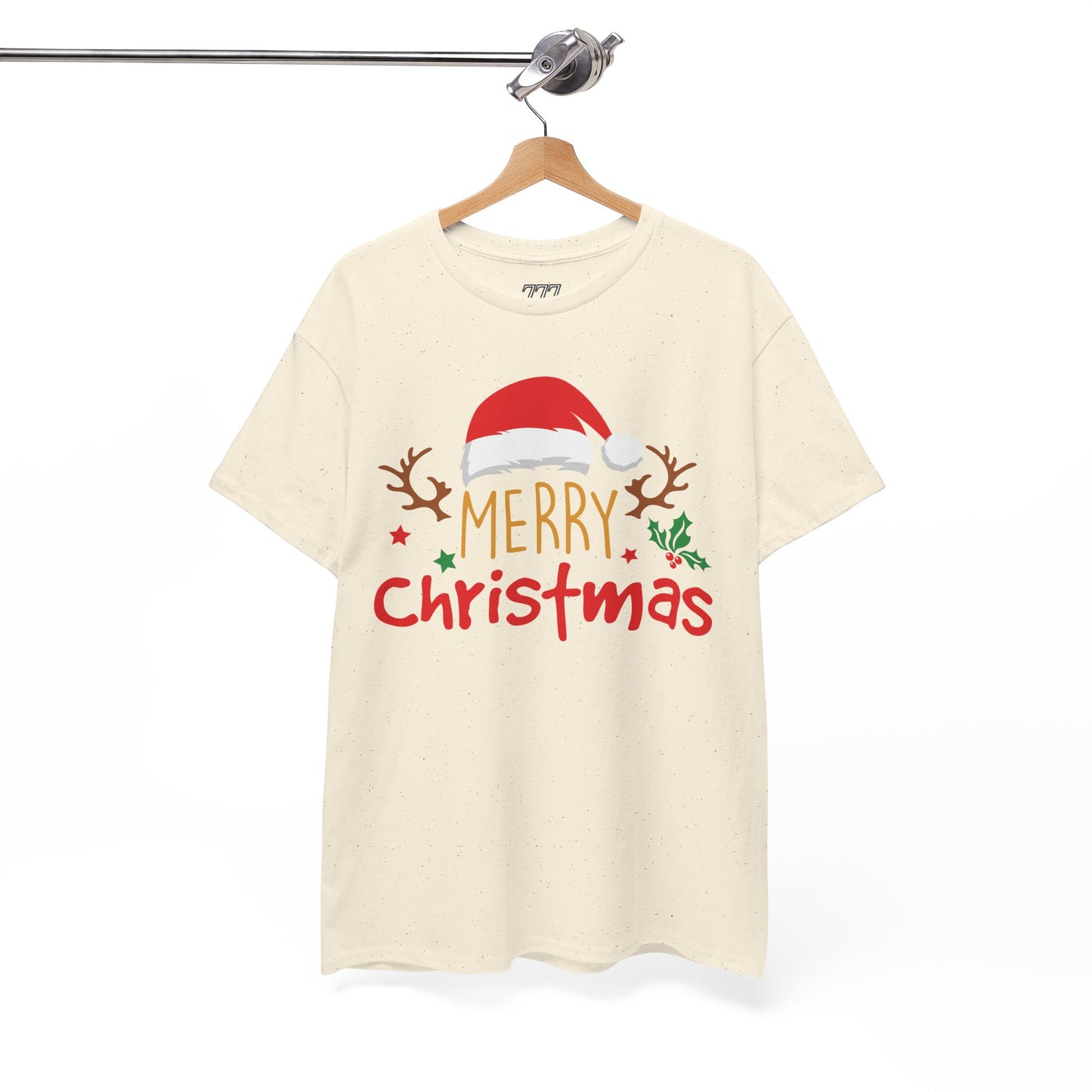 Merry Christmas Reindeer Unisex T-Shirt – Santa Hat Holiday Graphic Tee, Festive Xmas Shirt