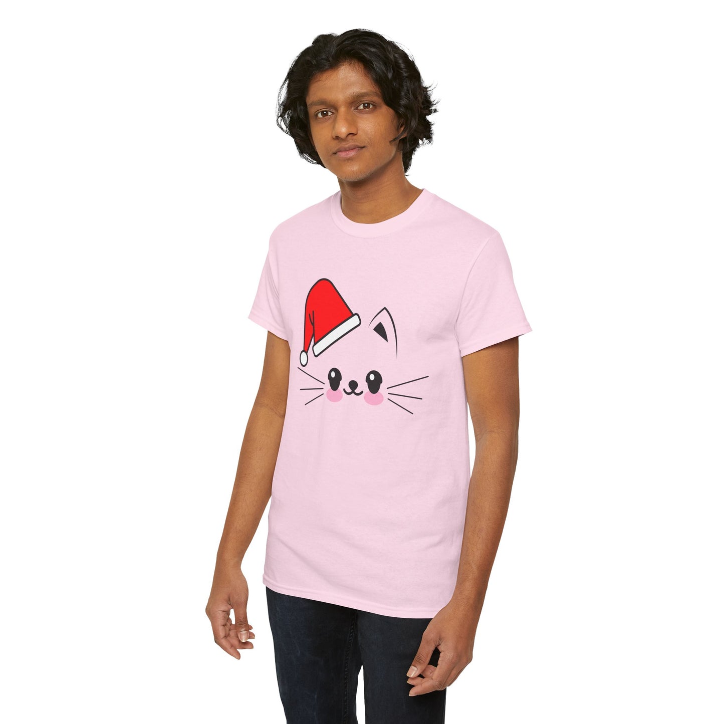 Cat Santa Christmas T-Shirt – Cute Kawaii Cat Holiday Tee (Unisex)