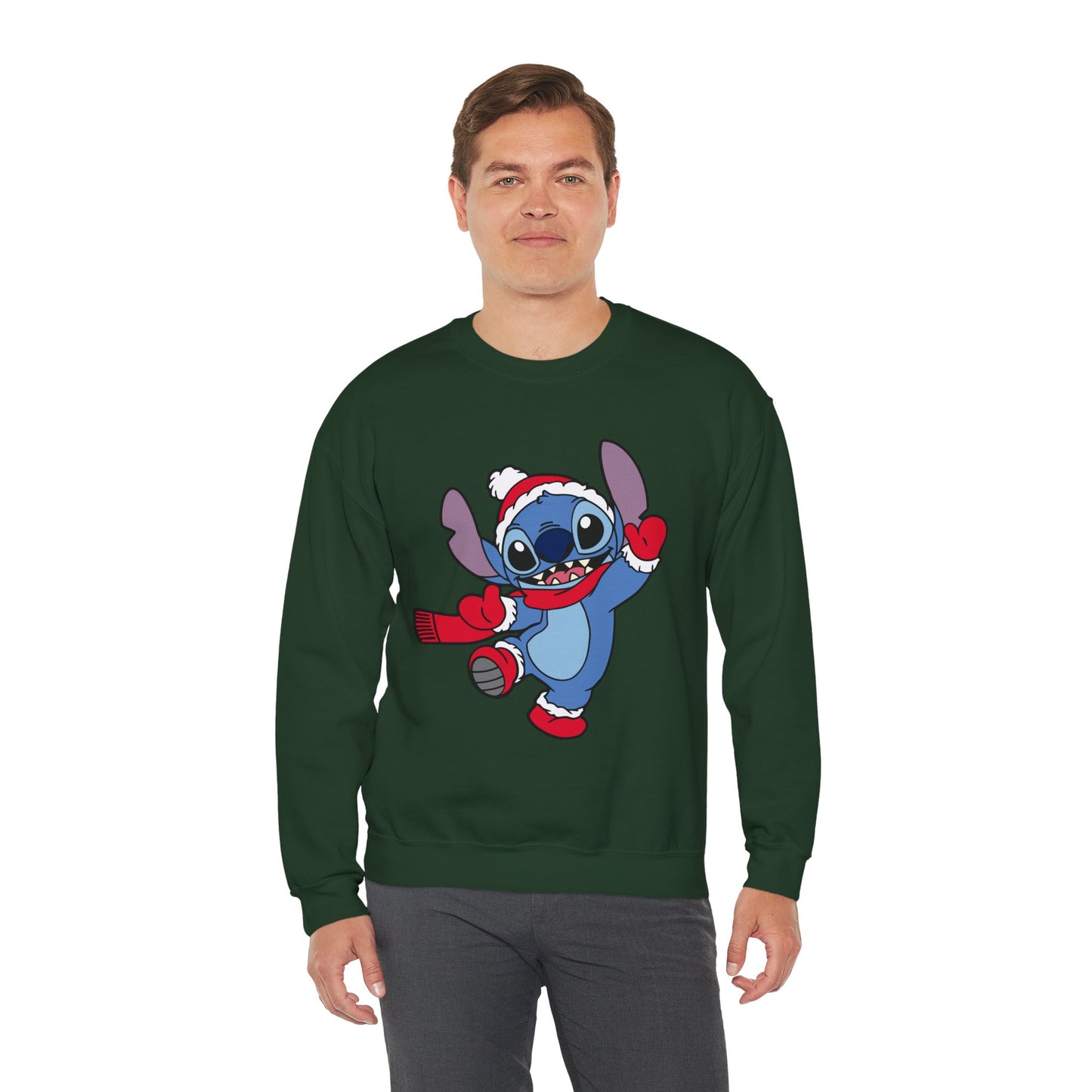 Festive Alien Christmas Crewneck – Cute Blue Alien Holiday Sweatshirt (Unisex)