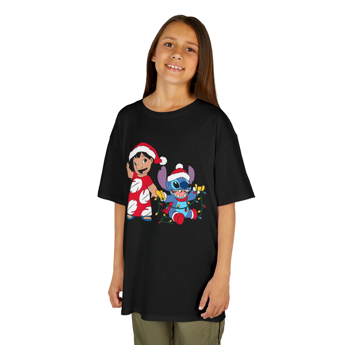 Island Holiday Duo Kids Christmas T-Shirt – Festive Blue Alien & Girl Holiday Tee