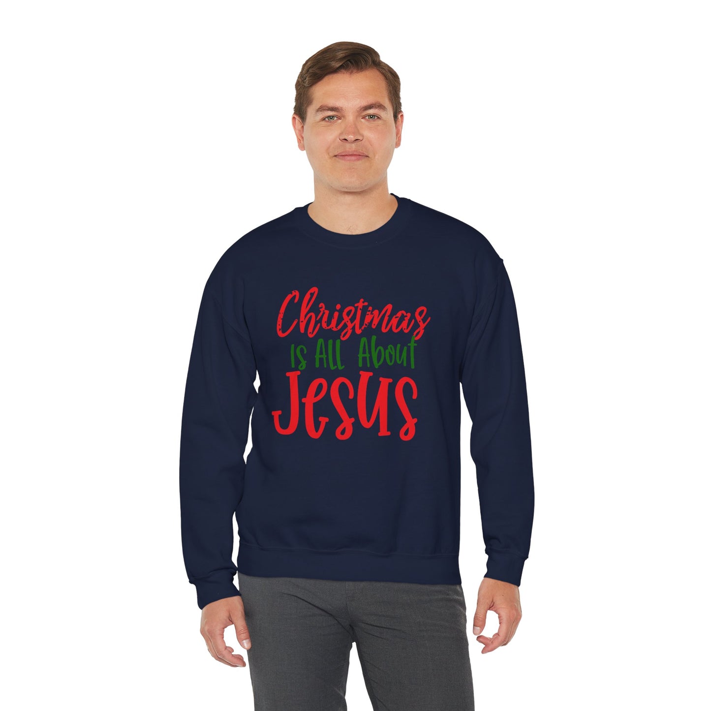Christmas Is All About Jesus Sweatshirt – Christian Holiday Unisex Heavy Blend Crewneck