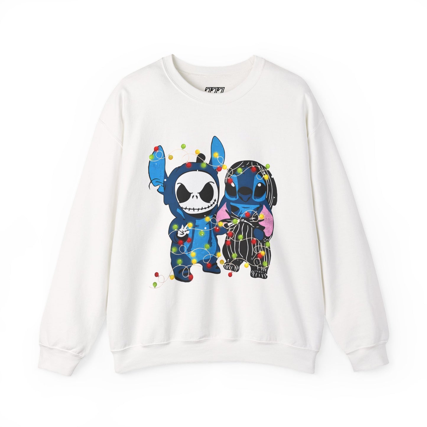 Cute Holiday Duo Christmas Unisex Heavy Blend Crewneck Sweatshirt – Cartoon Alien & Skeleton Festive Sweater