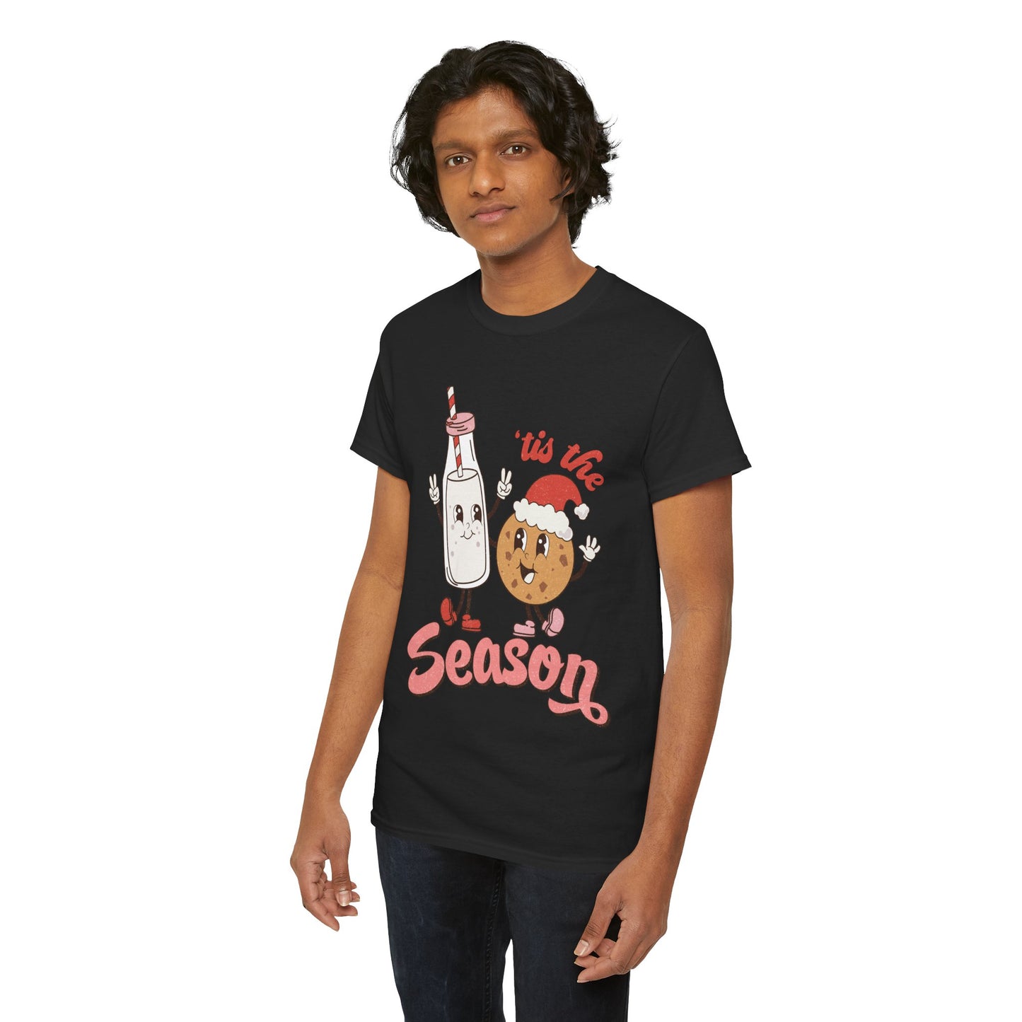 Tis The Season Milk & Cookie Christmas Unisex Heavy Cotton T-Shirt