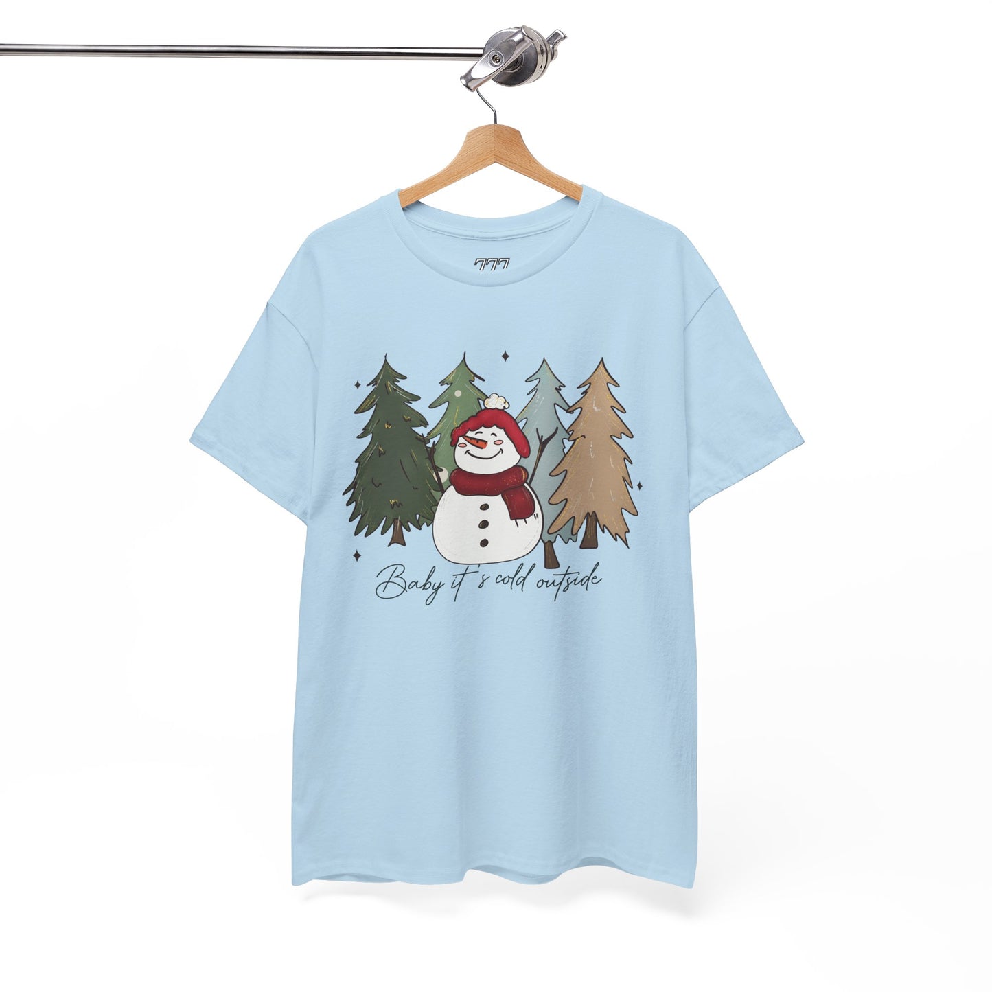 Baby It’s Cold Outside Snowman Christmas Tee – Cozy Winter Aesthetic Holiday Unisex Heavy Cotton T-Shirt