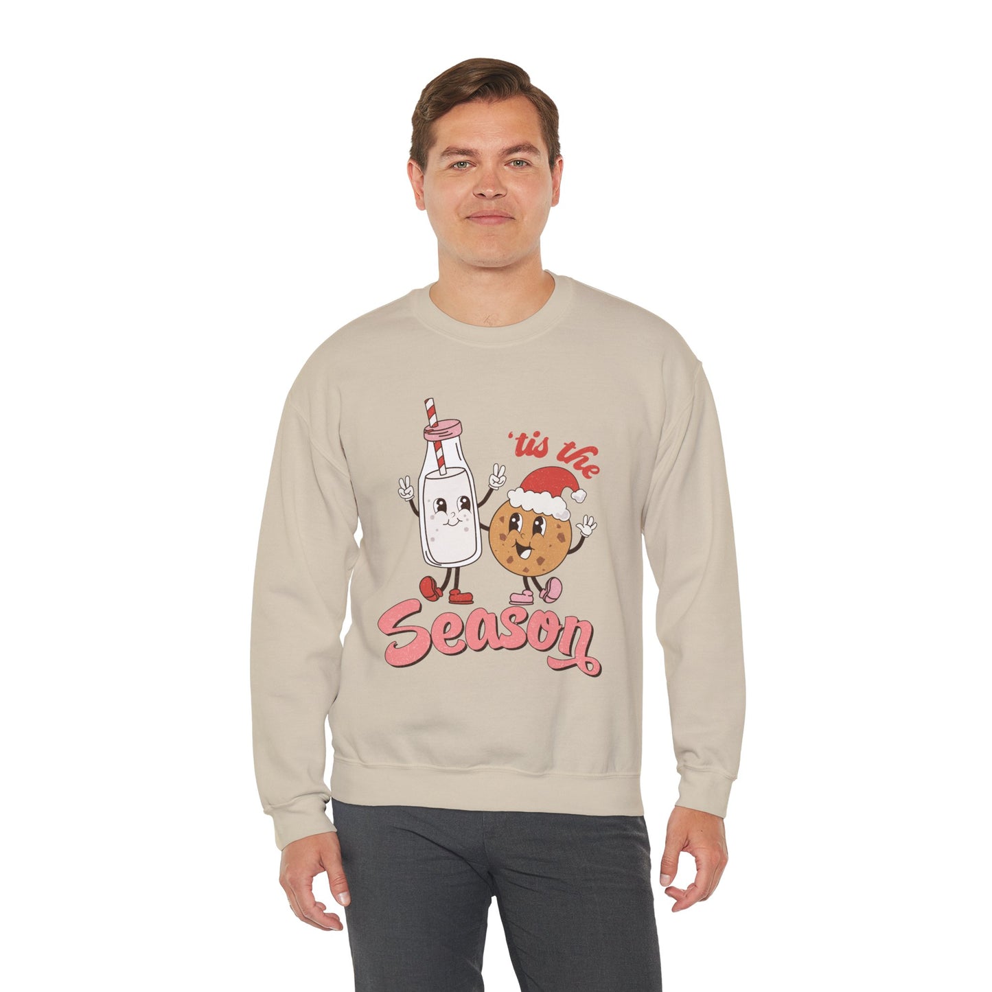 Tis The Season Milk & Cookie Christmas Unisex Heavy Blend Crewneck Sweatshirt