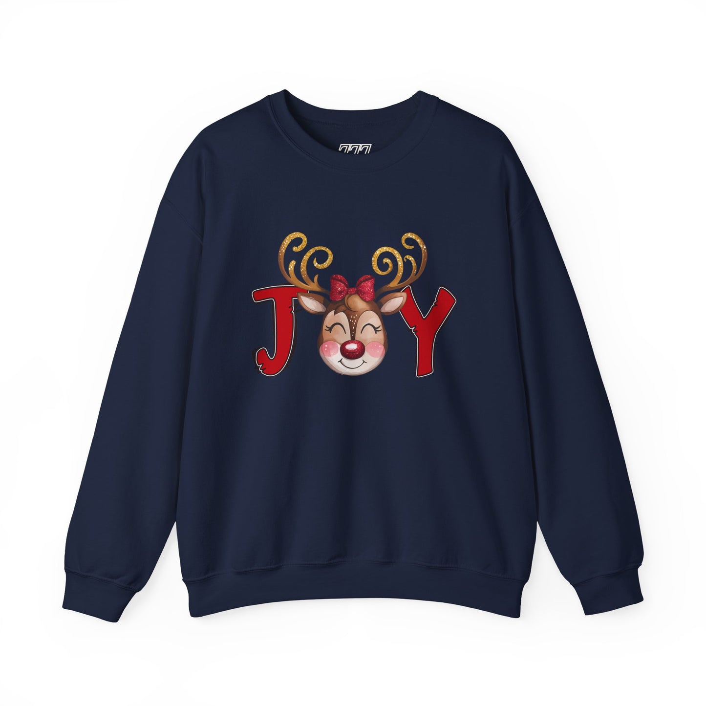 Reindeer Joy Women’s Christmas Crewneck Sweatshirt – Cute Holiday Reindeer Heavy Blend Sweater