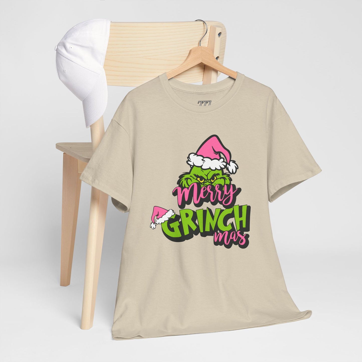 Merry Grinchmas Funny Christmas Grinch-Inspired Holiday Tee – Pink Santa Festive Unisex Heavy Cotton T-Shirt