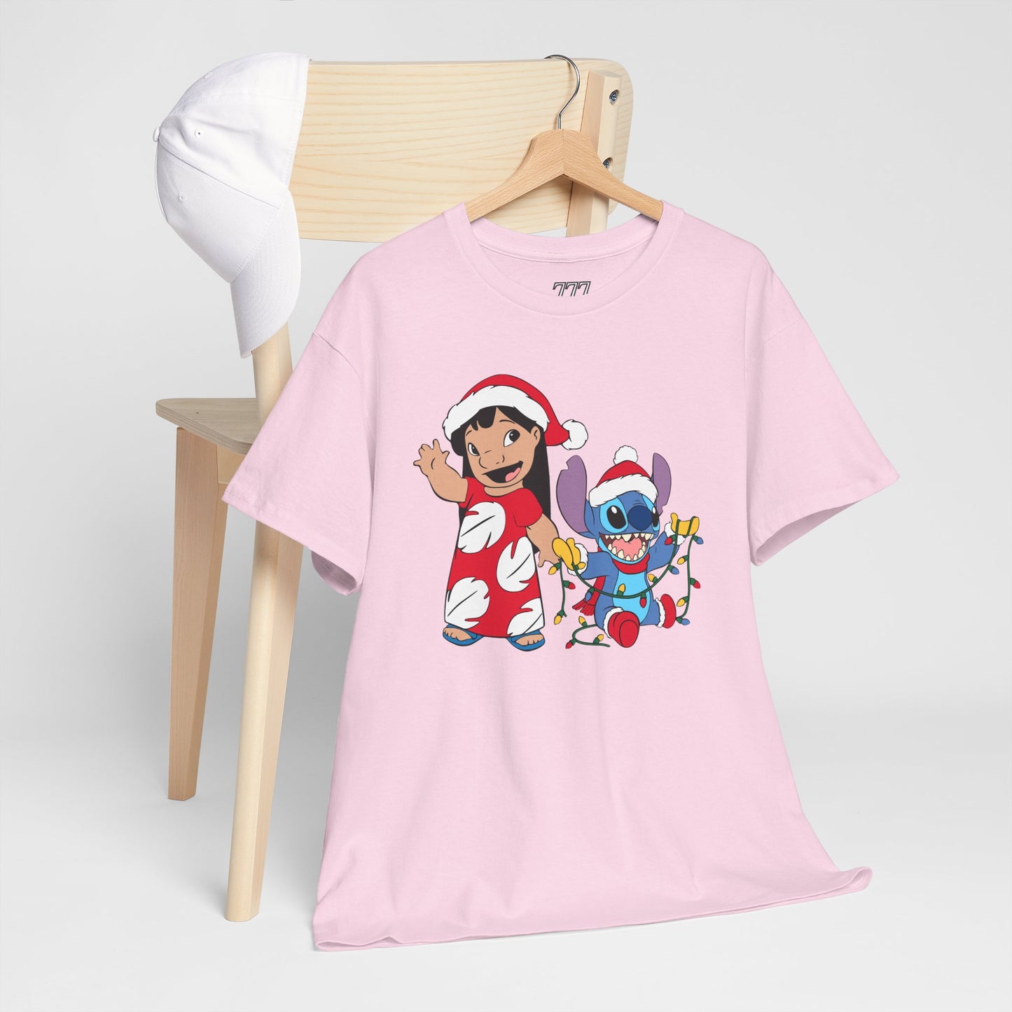 Island Holiday Duo T-Shirt – Festive Blue Alien & Girl Graphic Tee