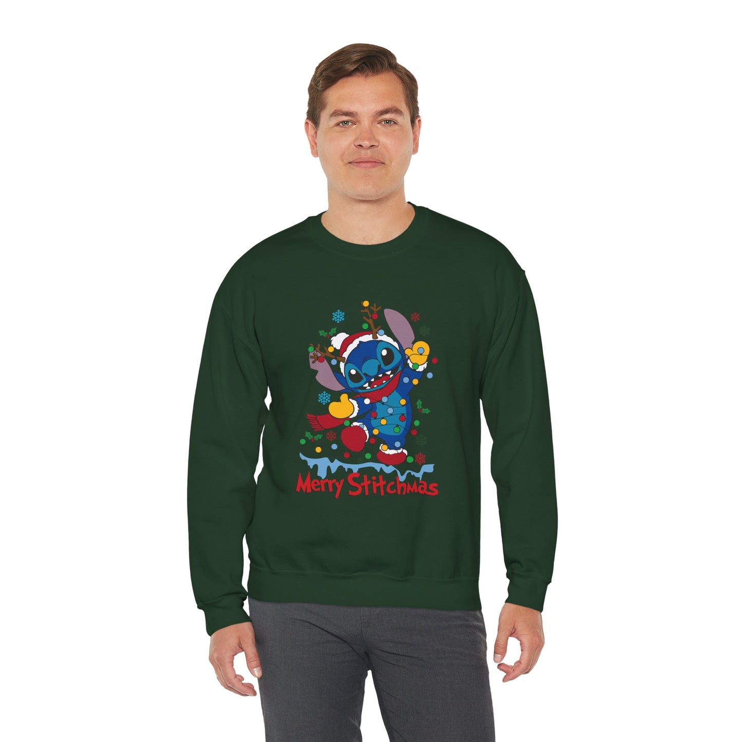 Merry Stitchmas Sweatshirt – Cute Holiday Alien Unisex Heavy Blend Crewneck