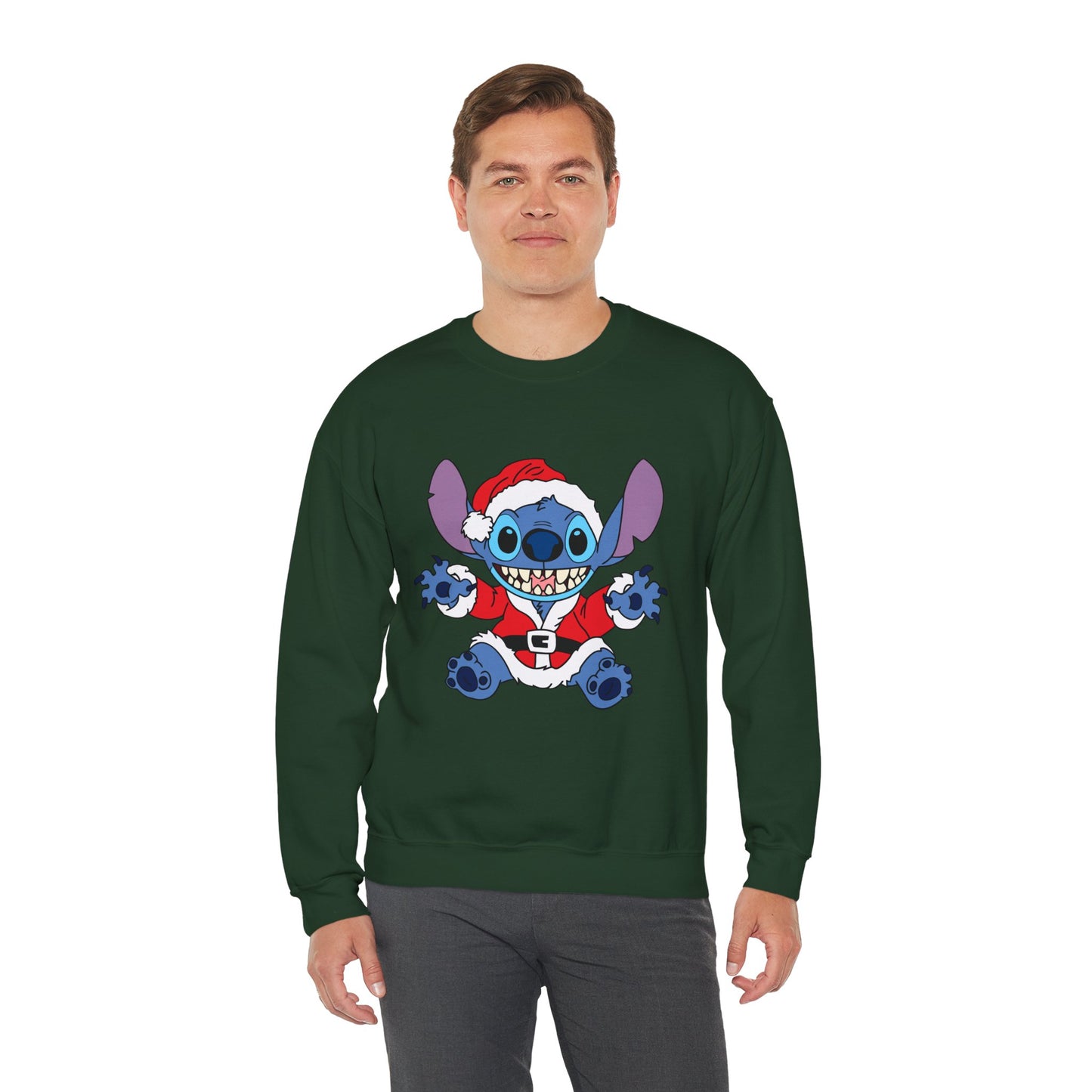Alien Santa Christmas Crewneck – Cozy Blue Alien Holiday Sweatshirt (Unisex)