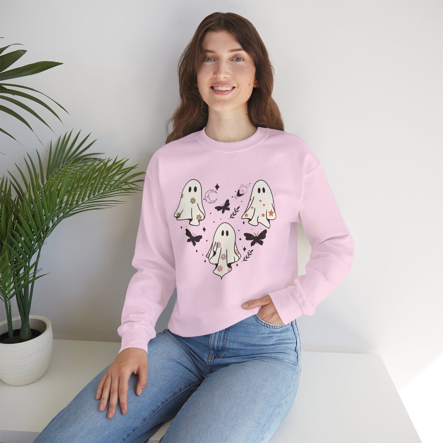 Little Ghost Heart Unisex Heavy Blend Crewneck Sweatshirt