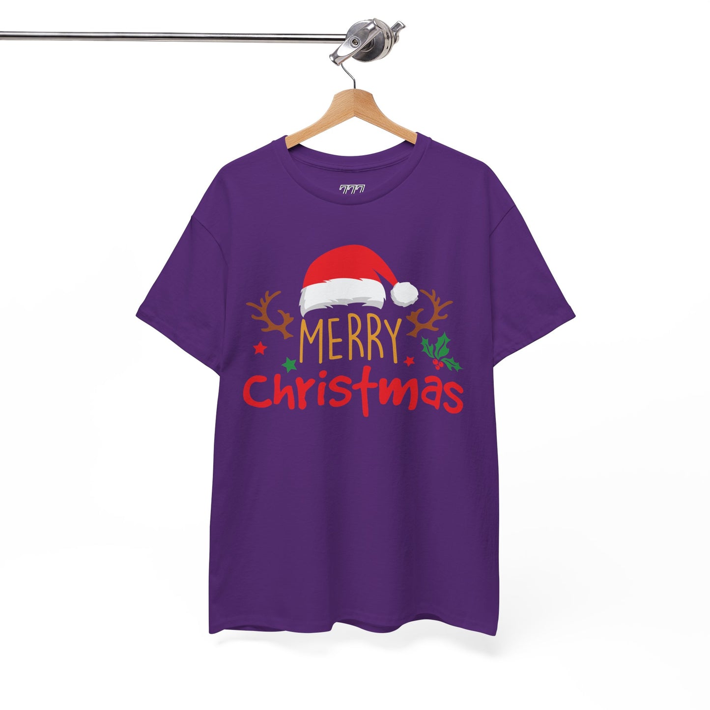 Merry Christmas Reindeer Unisex T-Shirt – Santa Hat Holiday Graphic Tee, Festive Xmas Shirt