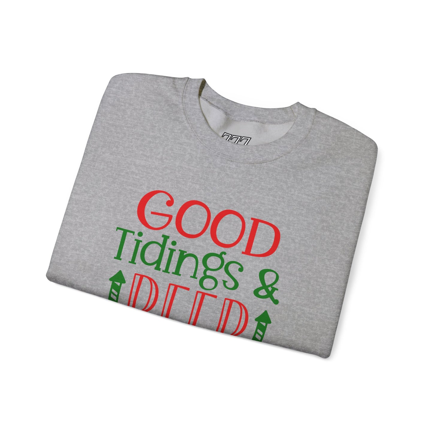 Good Tidings & Beer Sweatshirt – Funny Christmas Drinking Unisex Heavy Blend Crewneck