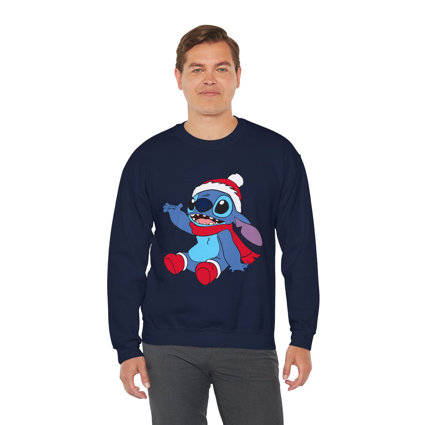 Jolly Alien Christmas Crewneck – Cute Blue Alien Holiday Sweatshirt (Unisex)