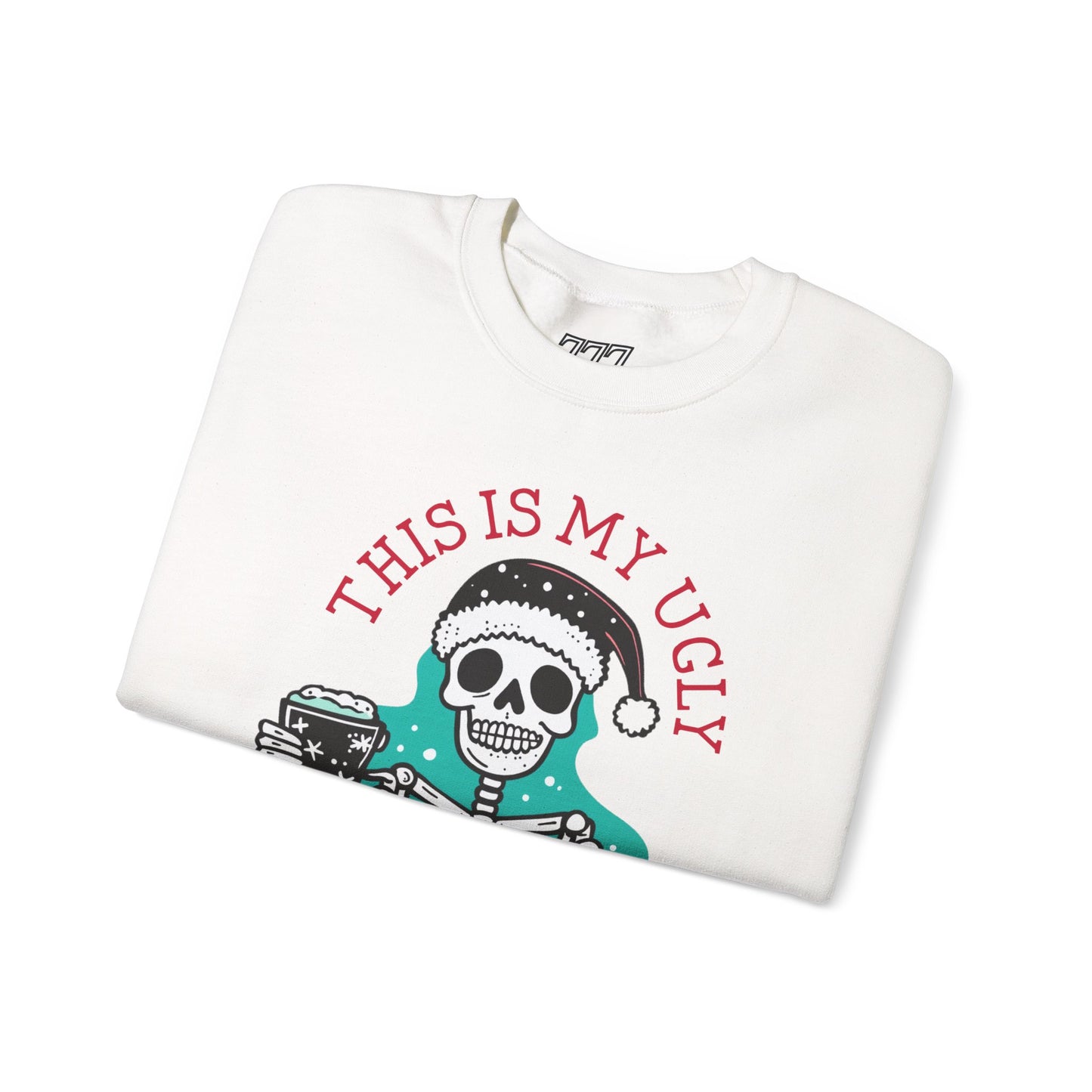 This Is My Ugly Sweater Christmas Crewneck – Funny Skeleton Holiday Sweatshirt (Unisex)