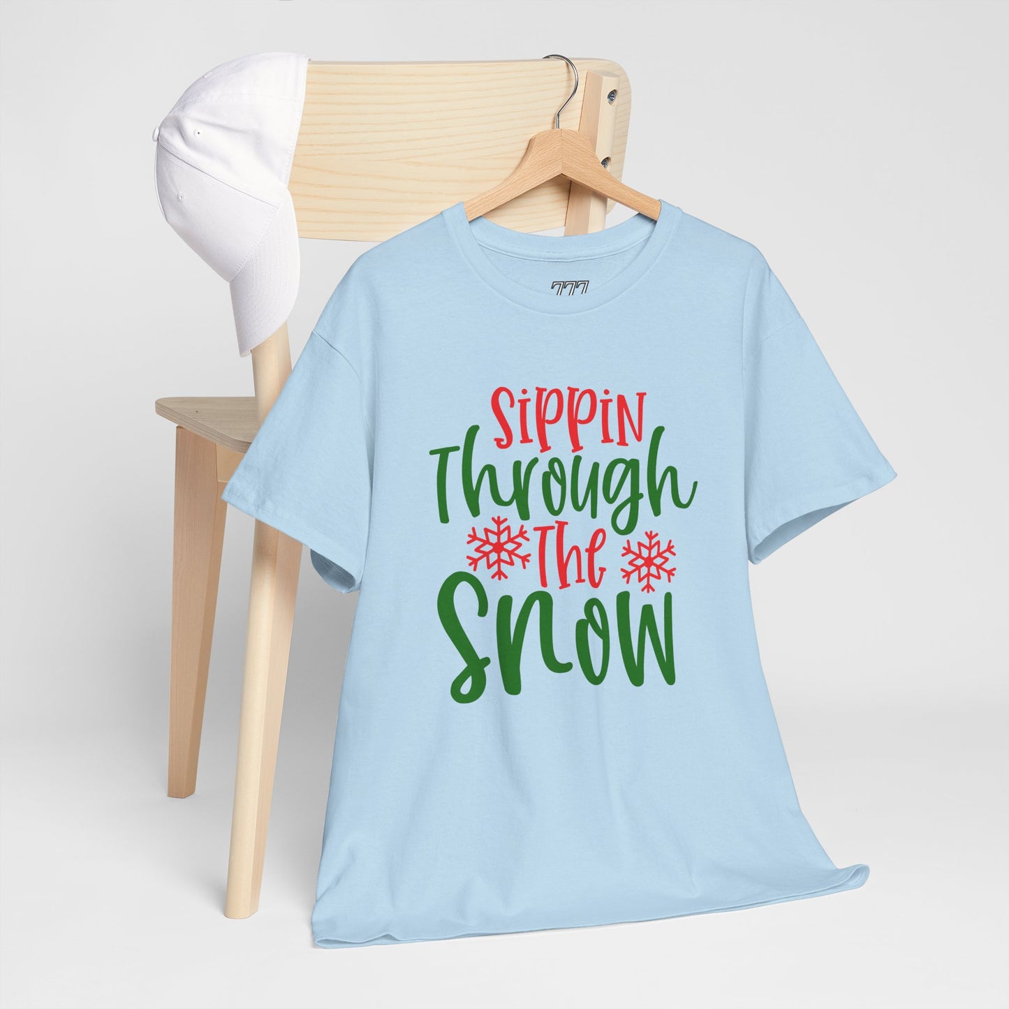 Sippin’ Through The Snow T-Shirt – Festive Holiday Beverage Unisex Heavy Cotton Tee