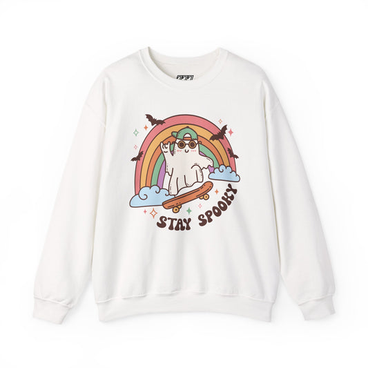 Stay Spooky Ghost Skater Unisex Heavy Blend Crewneck Sweatshirt