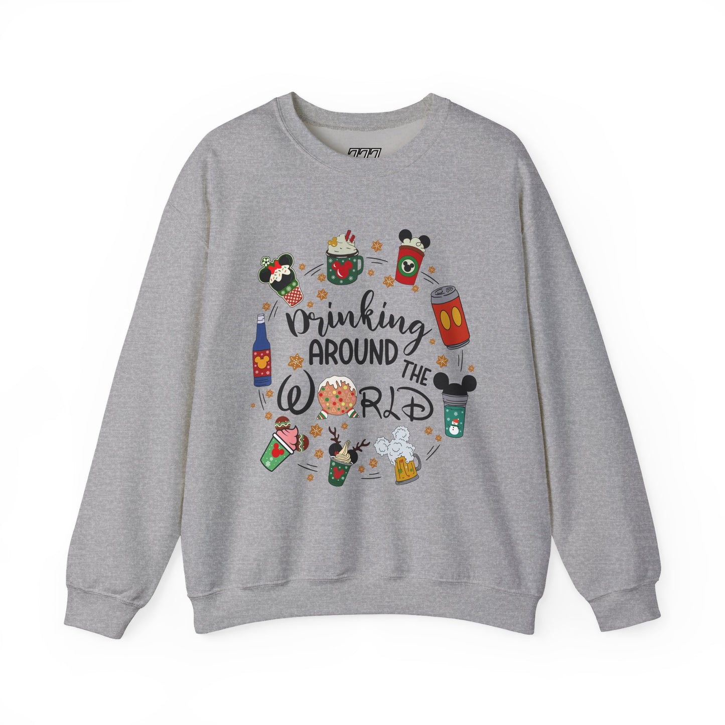 Drinking Around the World Christmas Crewneck – Fun Holiday Travel & Cocktail Sweatshirt (Unisex)