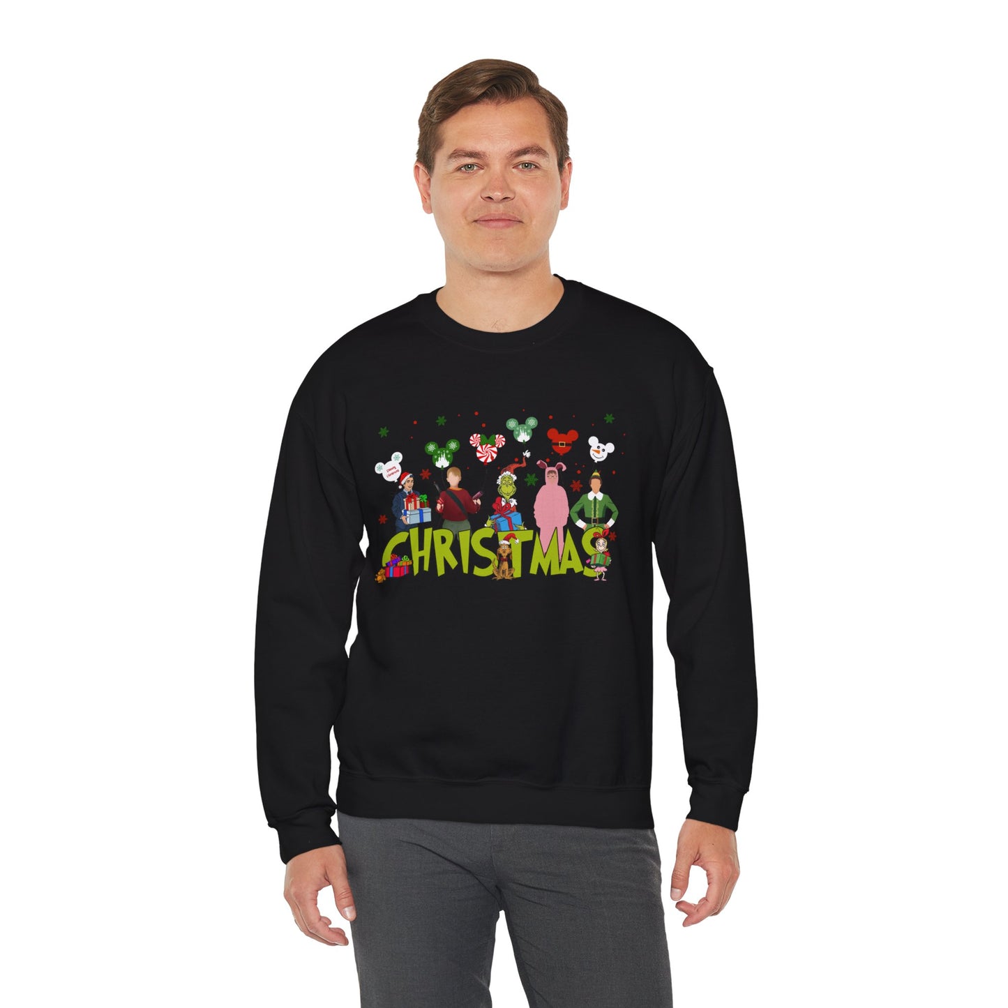 Christmas Character Squad Sweatshirt – Cute Festive Holiday Characters Unisex Heavy Blend Crewneck