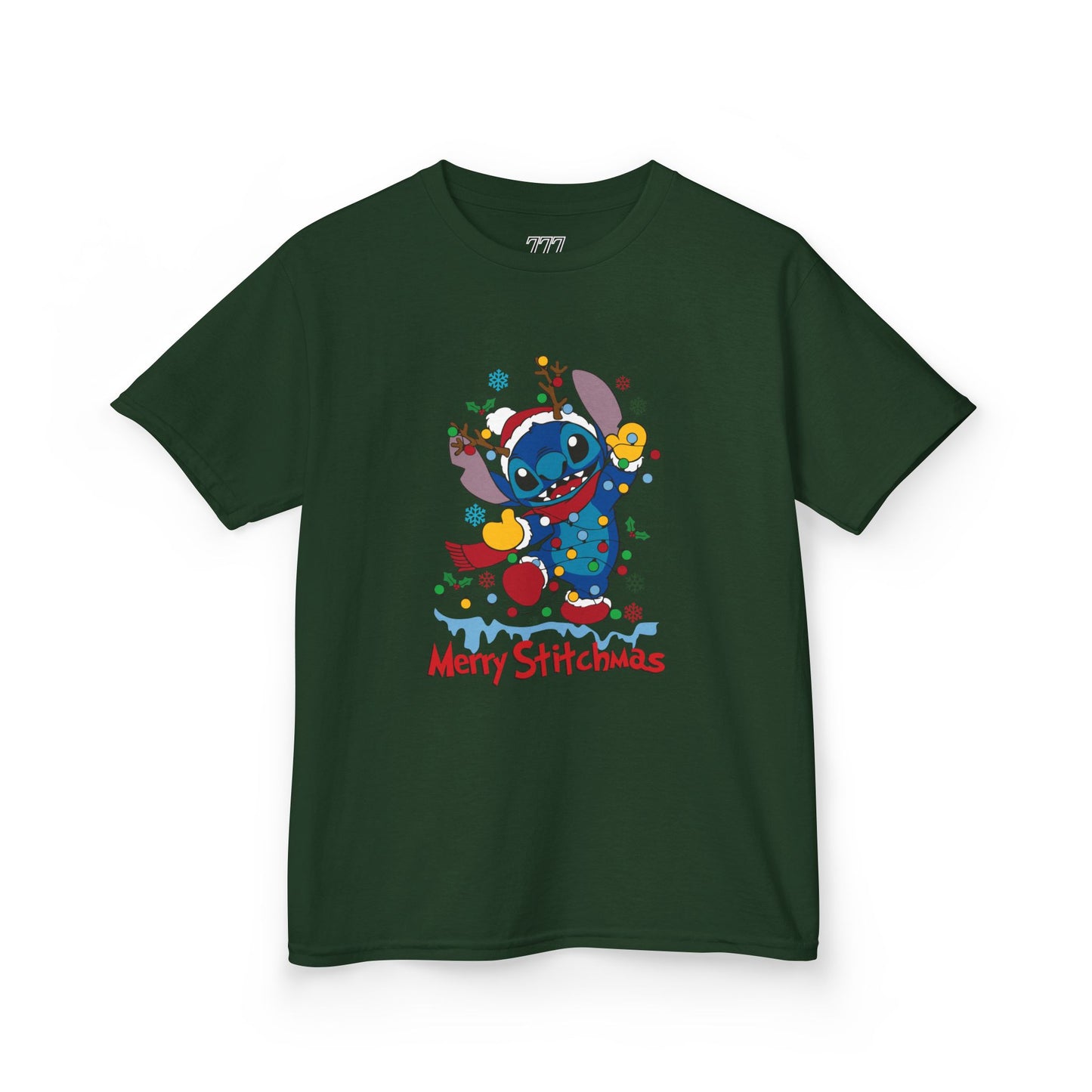 Merry Stitchmas Kids T-Shirt – Cute Holiday Alien Heavy Cotton Tee