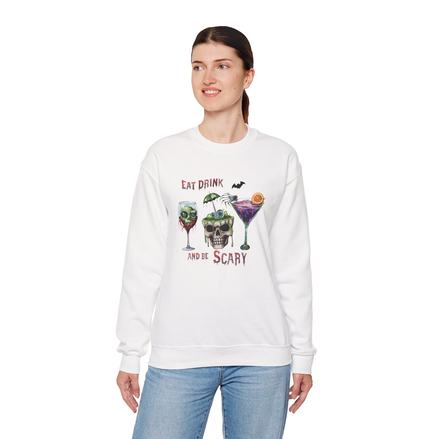 Eat, Drink And Be Scary Unisex Heavy Blend Crewneck Sweatshirt