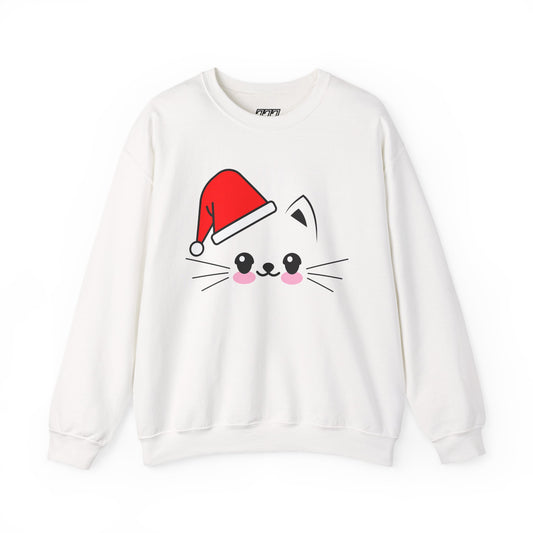 Cat Santa Christmas Crewneck – Cute Kawaii Cat Holiday Sweatshirt (Unisex)