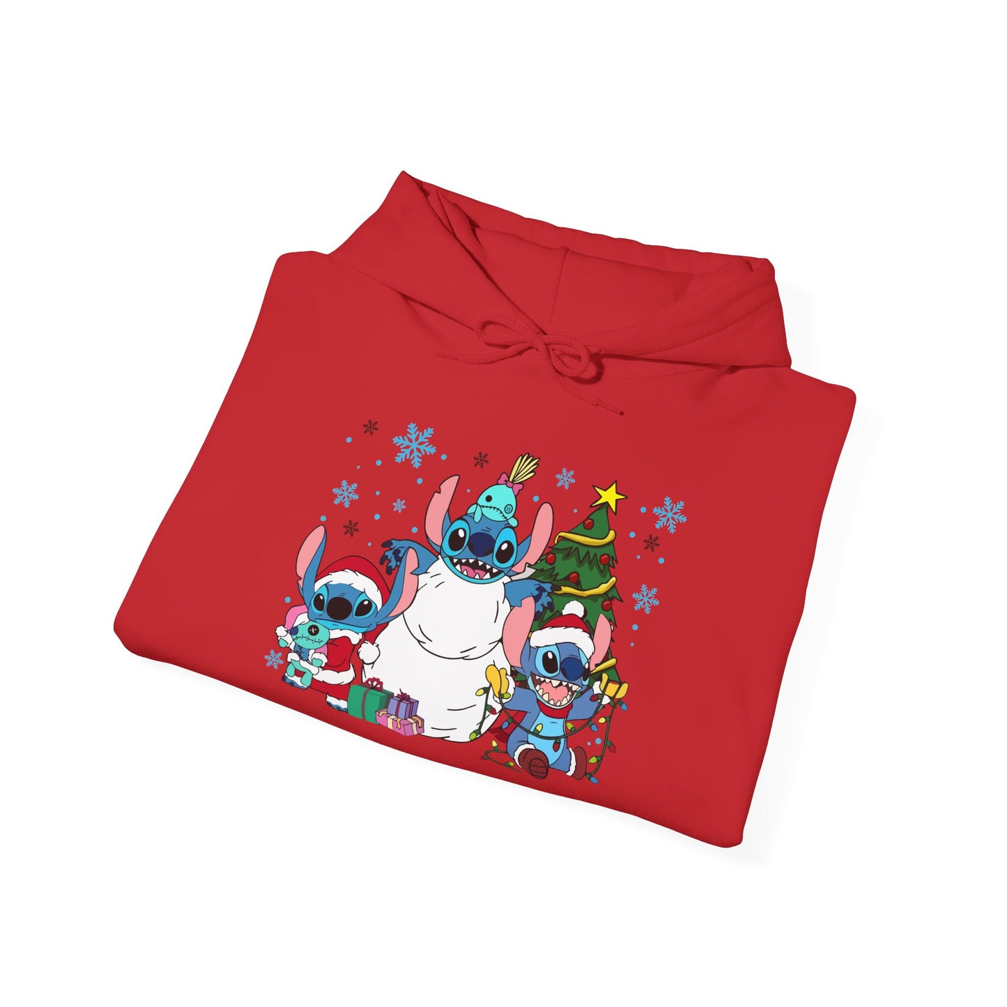 Stitch Christmas Vibes Hoodie – Cute Holiday Trio Unisex Heavy Blend Sweatshirt