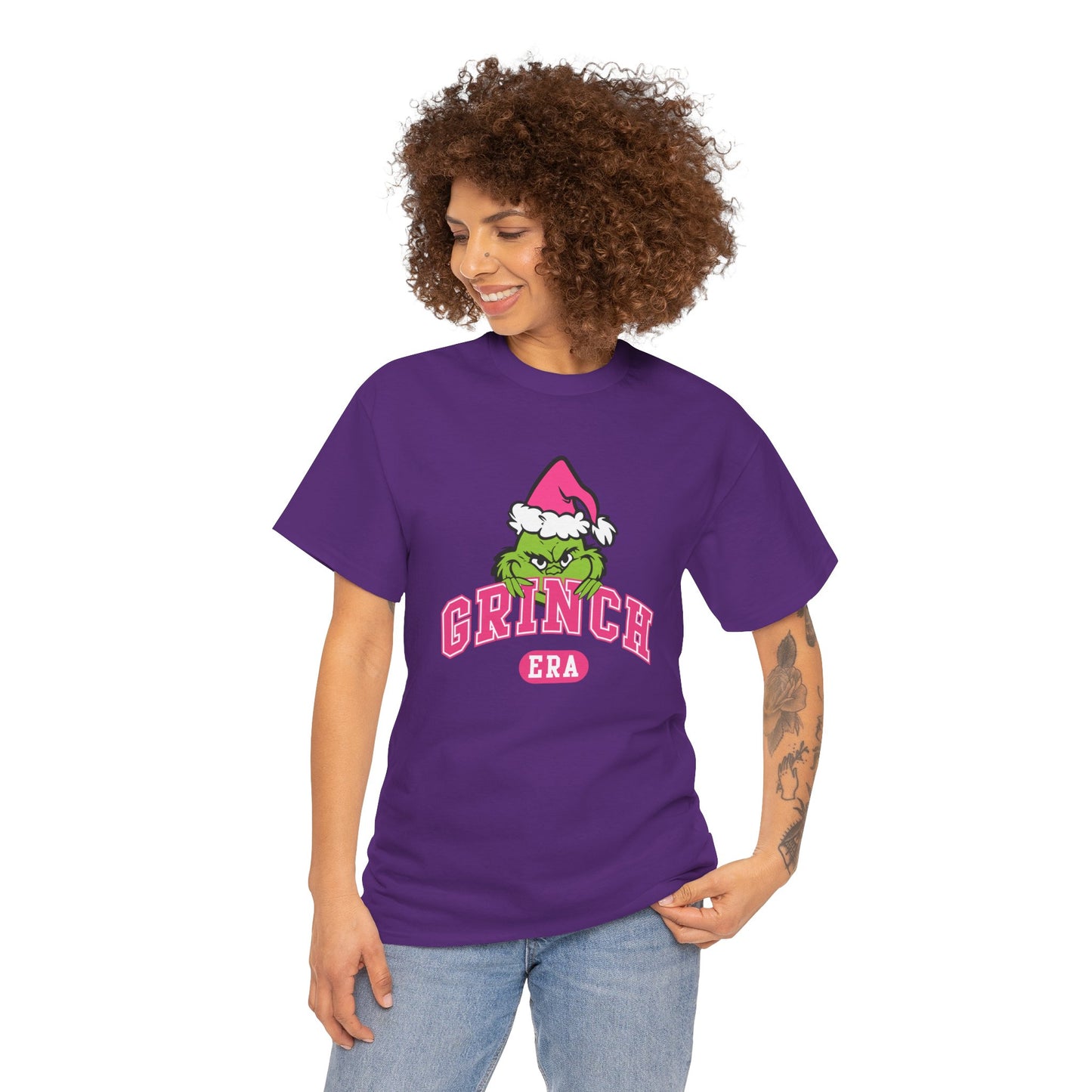 Grinch Era Christmas T-Shirt – Cute Pink Santa Grinch Graphic Tee (Unisex)