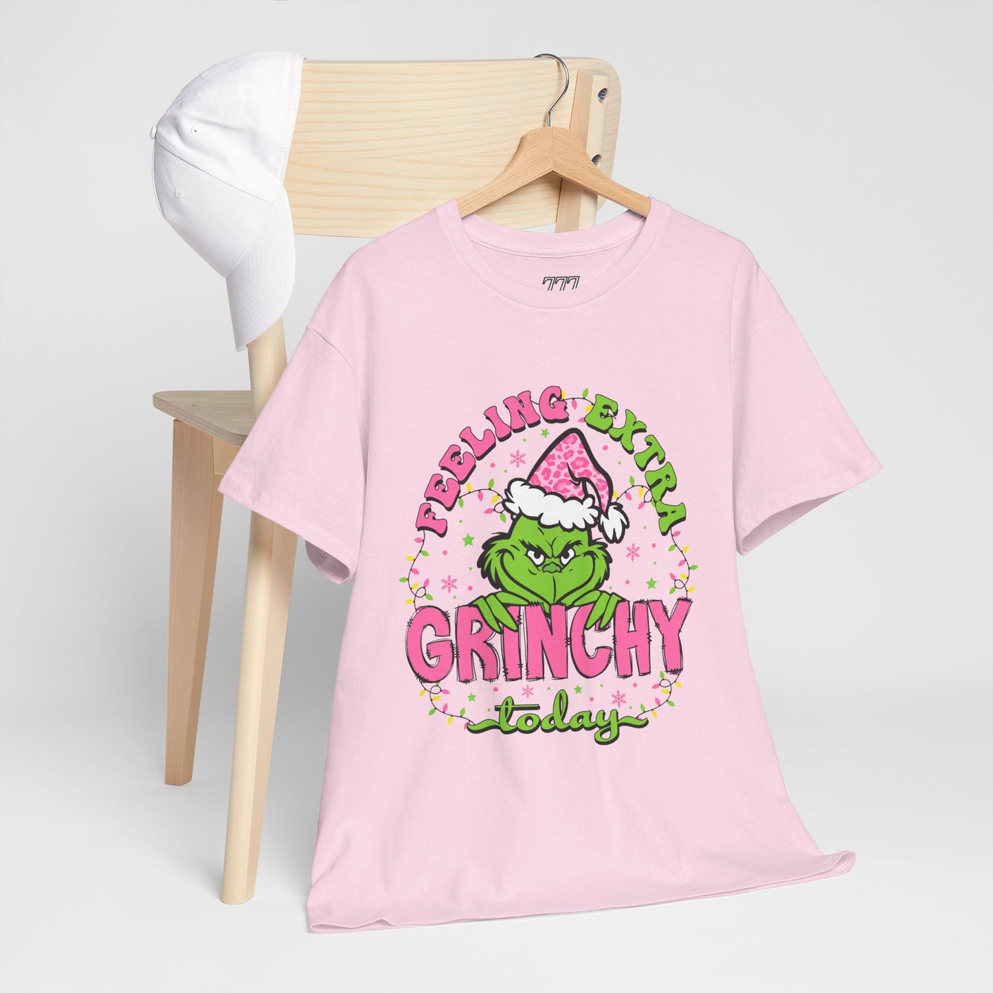 Feeling Extra Grinchy Today Funny Christmas Grinch-Inspired Holiday Tee – Pink Santa Festive Unisex Heavy Cotton T-Shirt