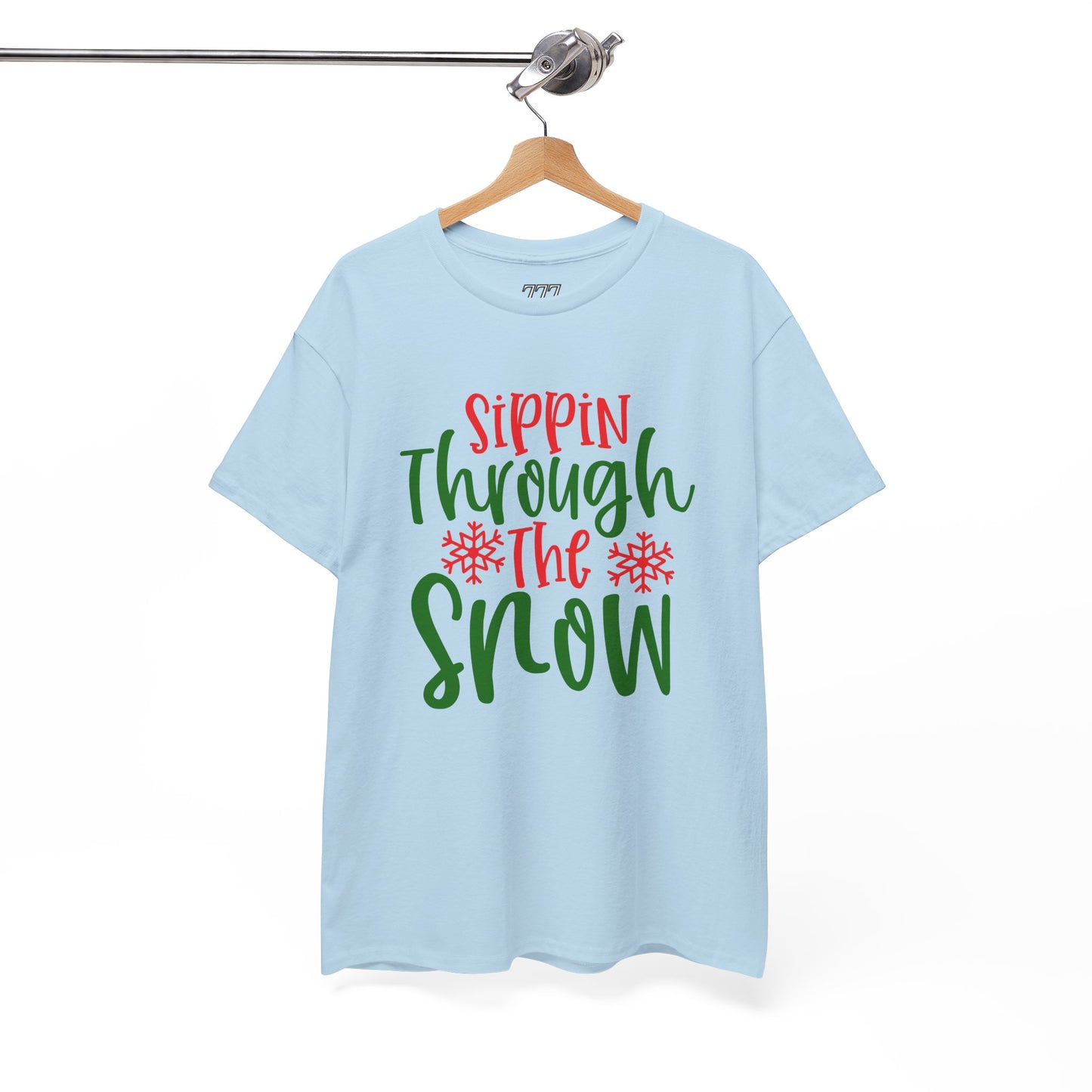 Sippin’ Through The Snow T-Shirt – Festive Holiday Beverage Unisex Heavy Cotton Tee