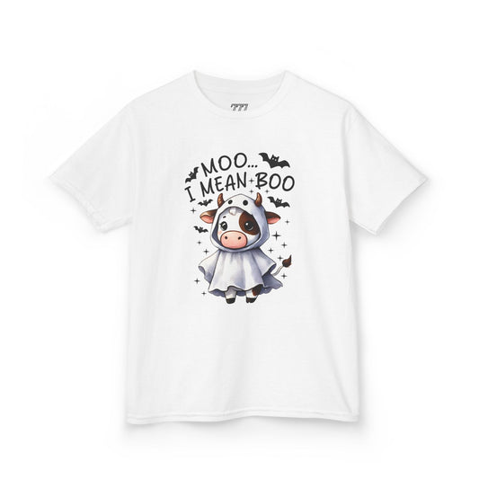 MOO...I Mean-BOO Kids Heavy Cotton T-Shirt
