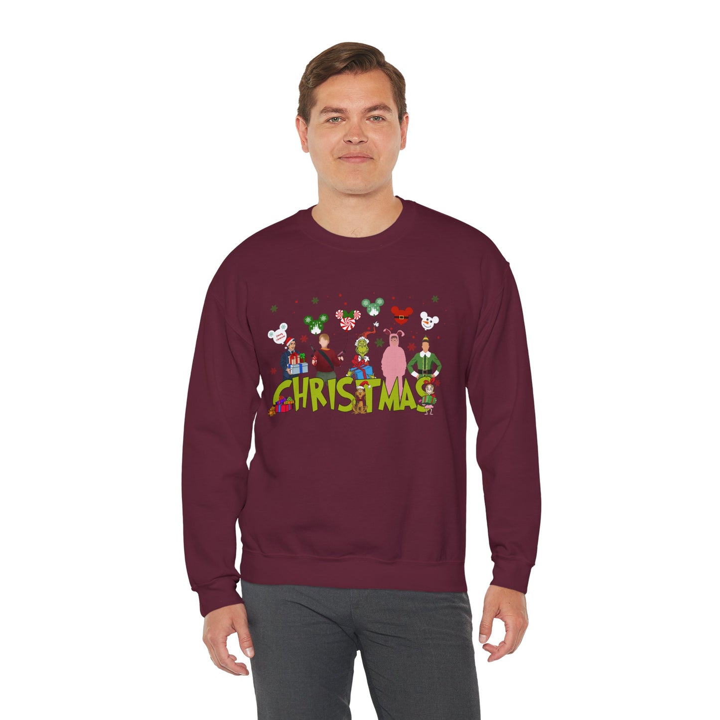 Christmas Character Squad Sweatshirt – Cute Festive Holiday Characters Unisex Heavy Blend Crewneck